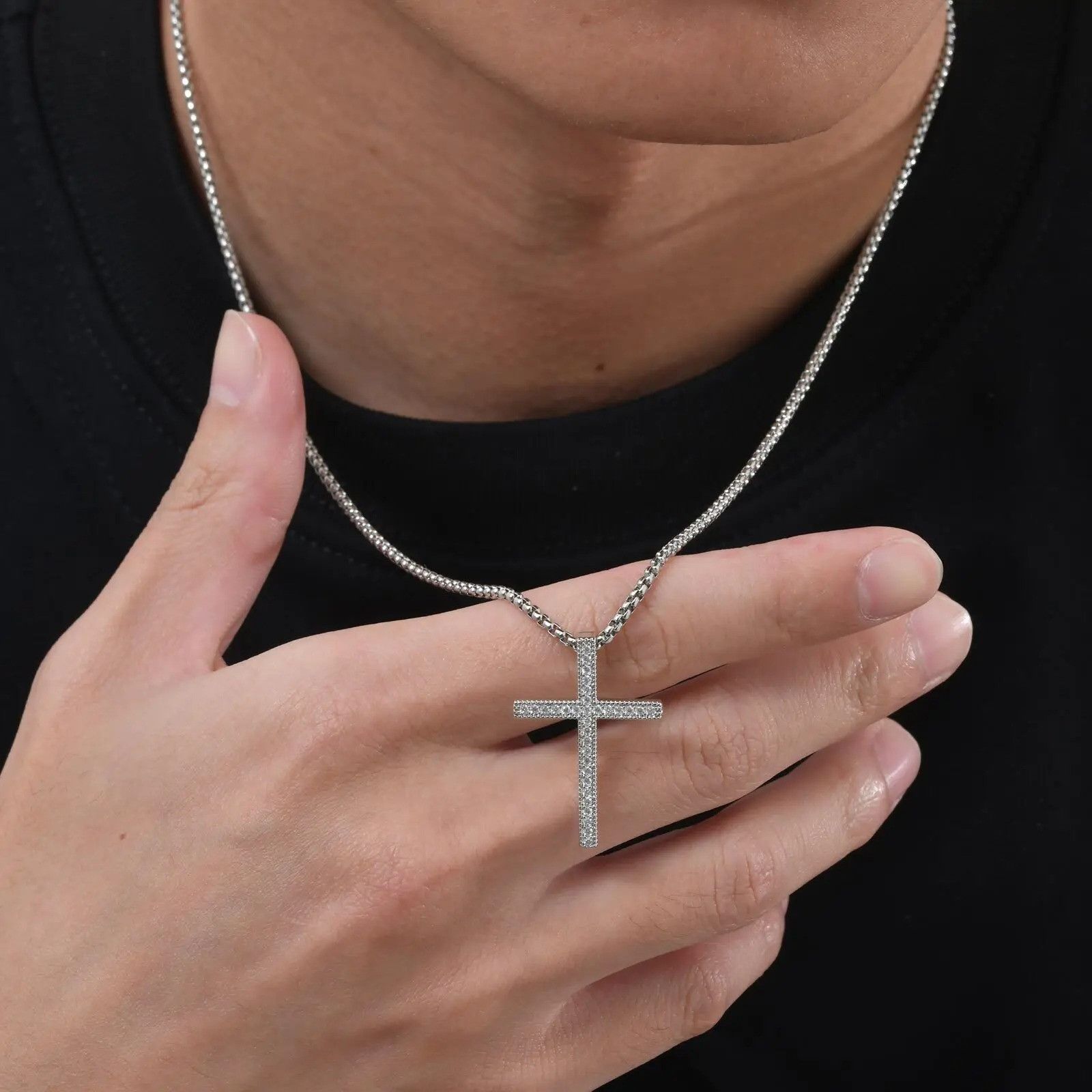 Jewelry Zircon Cross Pendant Necklace Size ONE SIZE - 1 Thumbnail