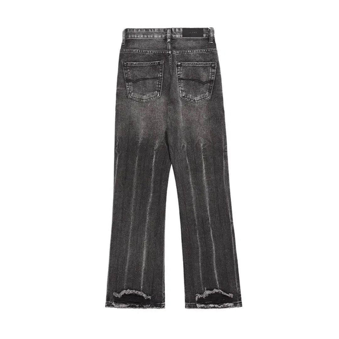Japanese Brand Black straight flared denim washed Size US 29 - 2 Thumbnail