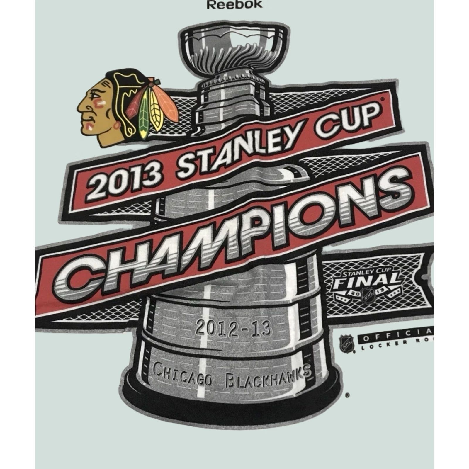 Reebok Chicago Blackhawks 2012-13 Champions T shirt Mens 2XL White Gildan Cotton Reebok Size US XXL / EU 58 / 5 - 1 Thumbnail