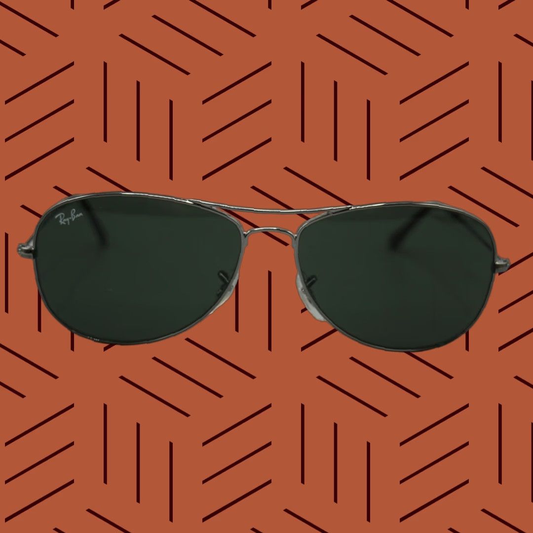 Vintage Ray-Ban Cockpit RB3362 Sunglasses Men Aviator Gunmetal Silver G-15 Green Lens 59 Size ONE SIZE - 1 Thumbnail