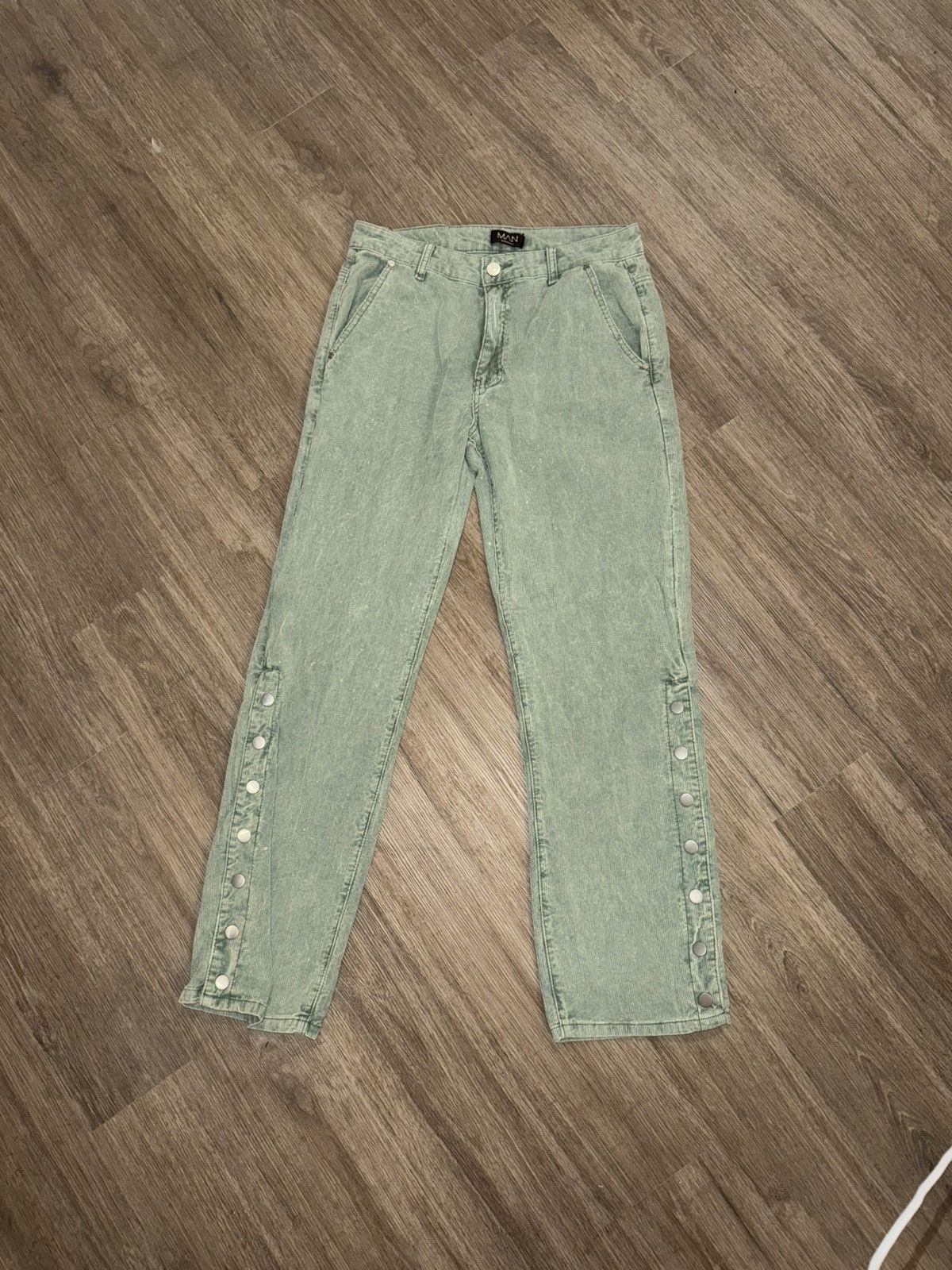 Boohoo × Vintage Boohoo MAN Green/Gray Corduroy Pattern Pants Size US 34 / EU 50 - 2 Thumbnail
