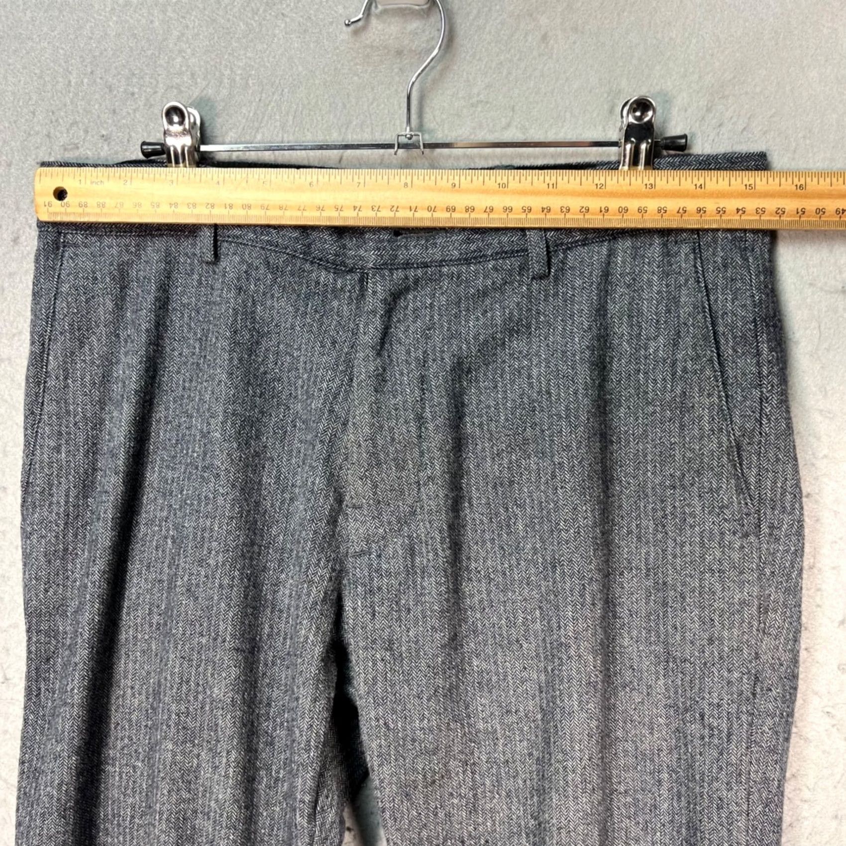 Vintage Cadet Mens Pants Dress Gray Wool Blend Herringbone 30 Inseam 31 Flat Front Slash Pocket Straight Vintage No Size US 30 / EU 46 - 5 Thumbnail
