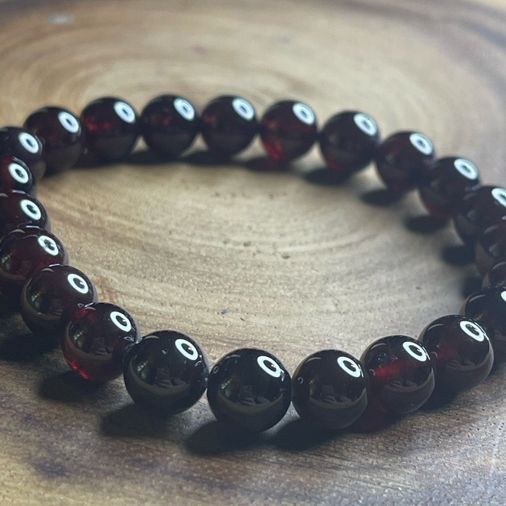 Other Garnet deep red stretch beaded bracelet 7” crystal healing beads 8mm high quality ONE NEW Size ONE SIZE - 5 Thumbnail