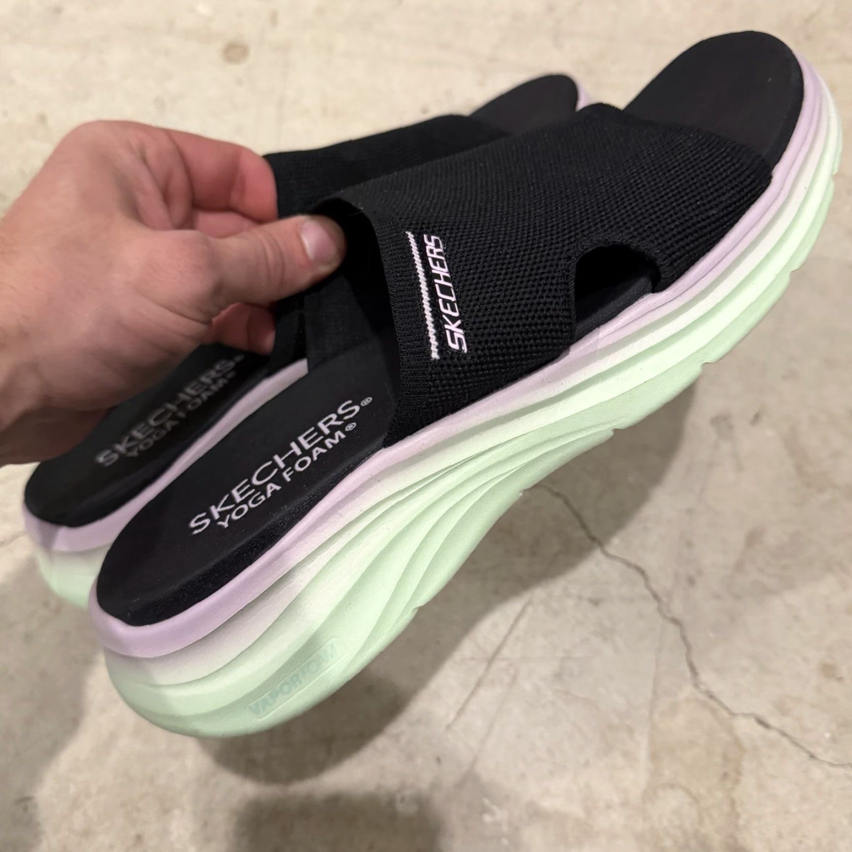 SKECHERS Skechers Vapor Foam Ombre Knit Foam Slides Black/Multi Womens Size 10 Slide M Adult Women Size US 7 / IT 37 - 3 Thumbnail