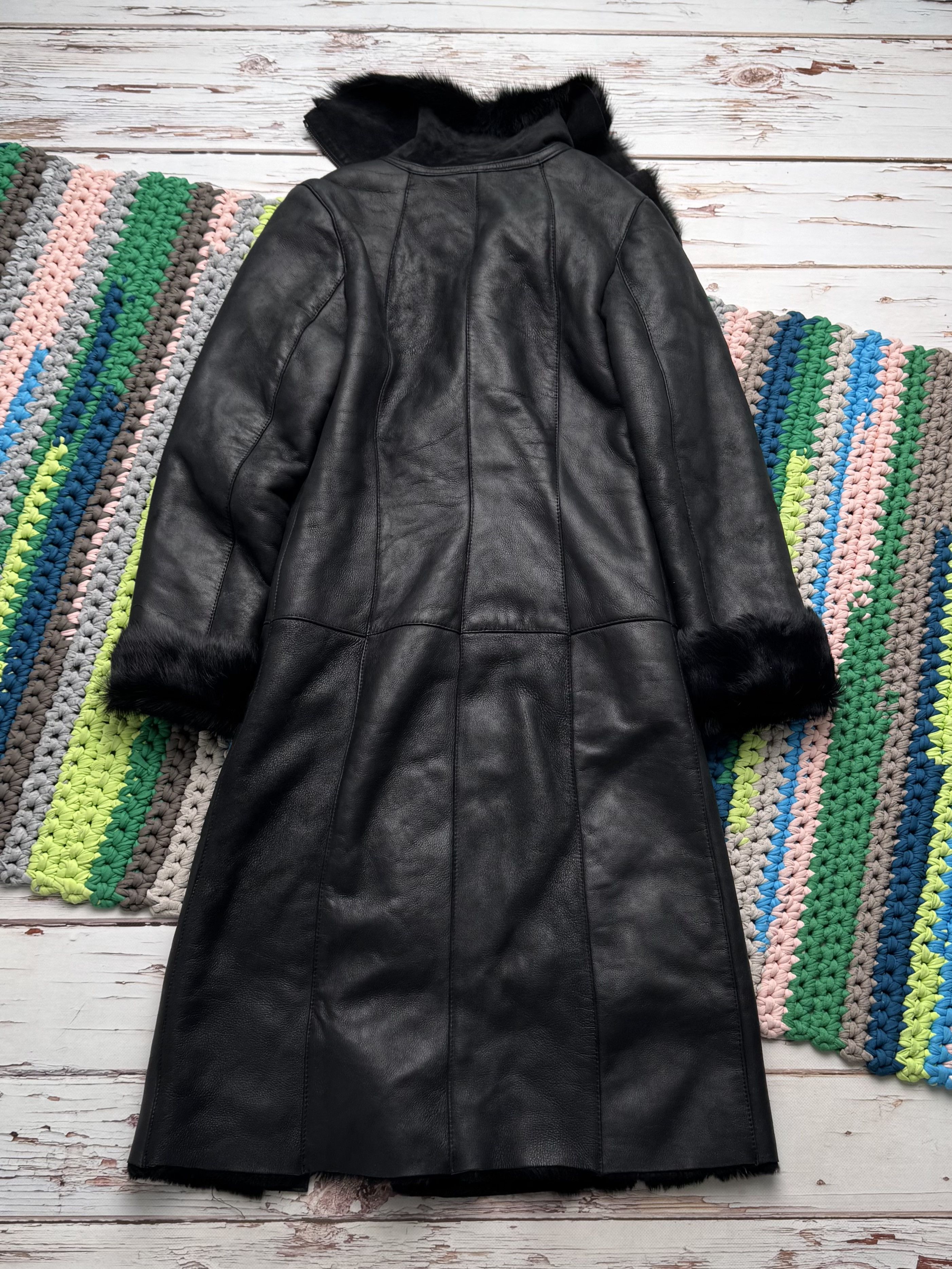 Vintage Vintage Sheepskin Leather Coat Black Fur Collar Long Jacket Size S / US 4 / IT 40 - 12 Thumbnail