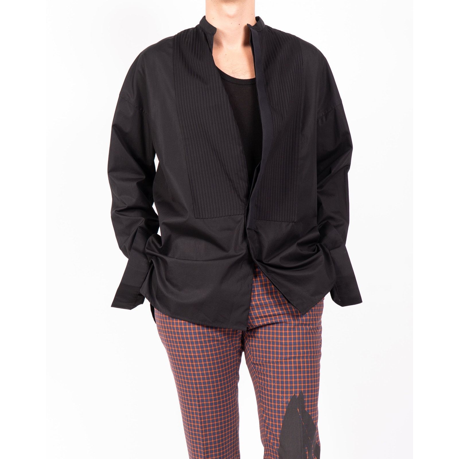 Haider Ackermann SS13 Oversized Plisse Detail Shirt in Black Cotton Size US S / EU 44-46 / 1 - 6 Thumbnail