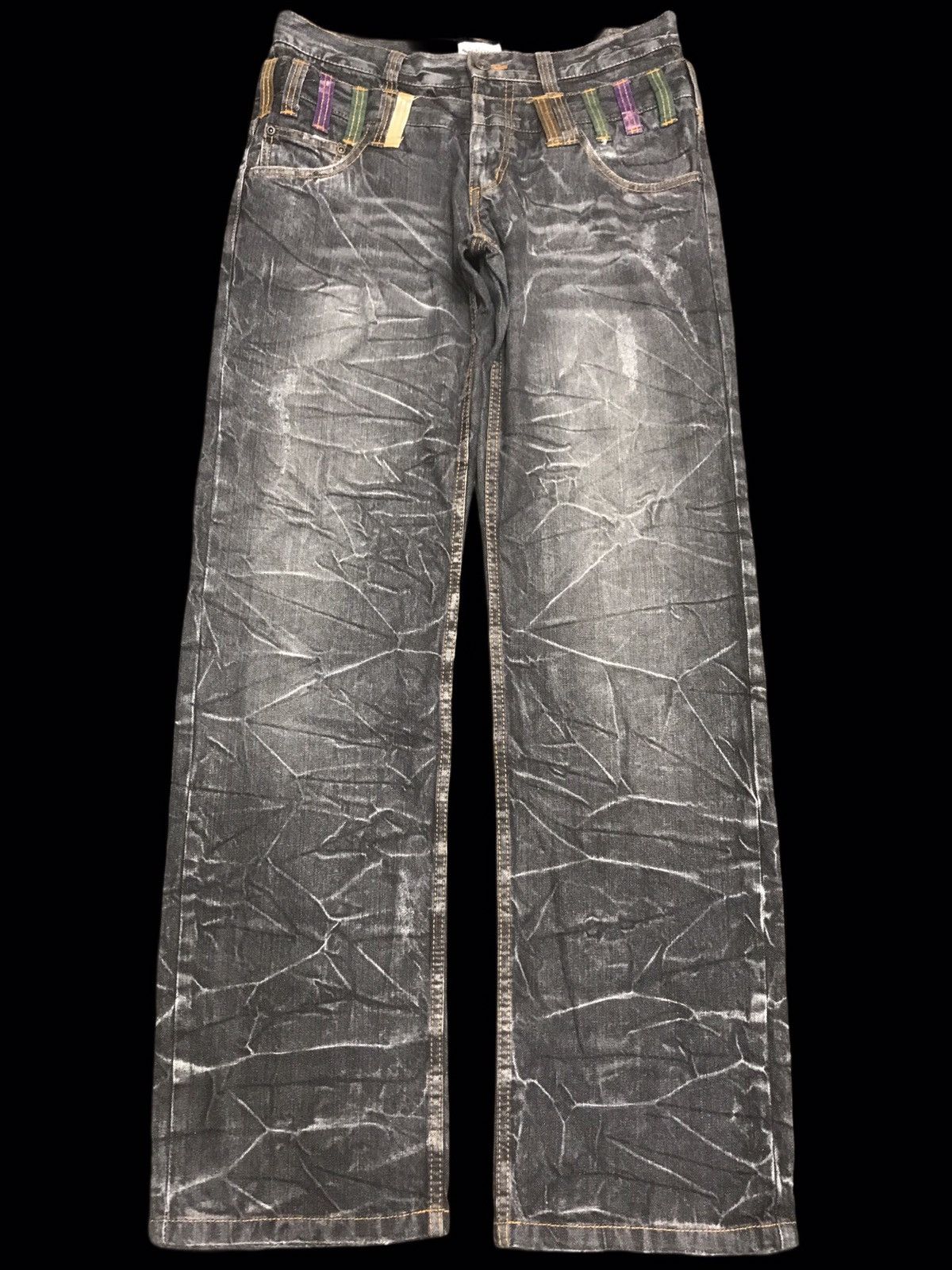 Japanese Brand 💥DOUBLE WAIST💥NYLAUS INSANE FADES DISTRESSED DENIM F427 Size US 32 / EU 48 - 1 Thumbnail