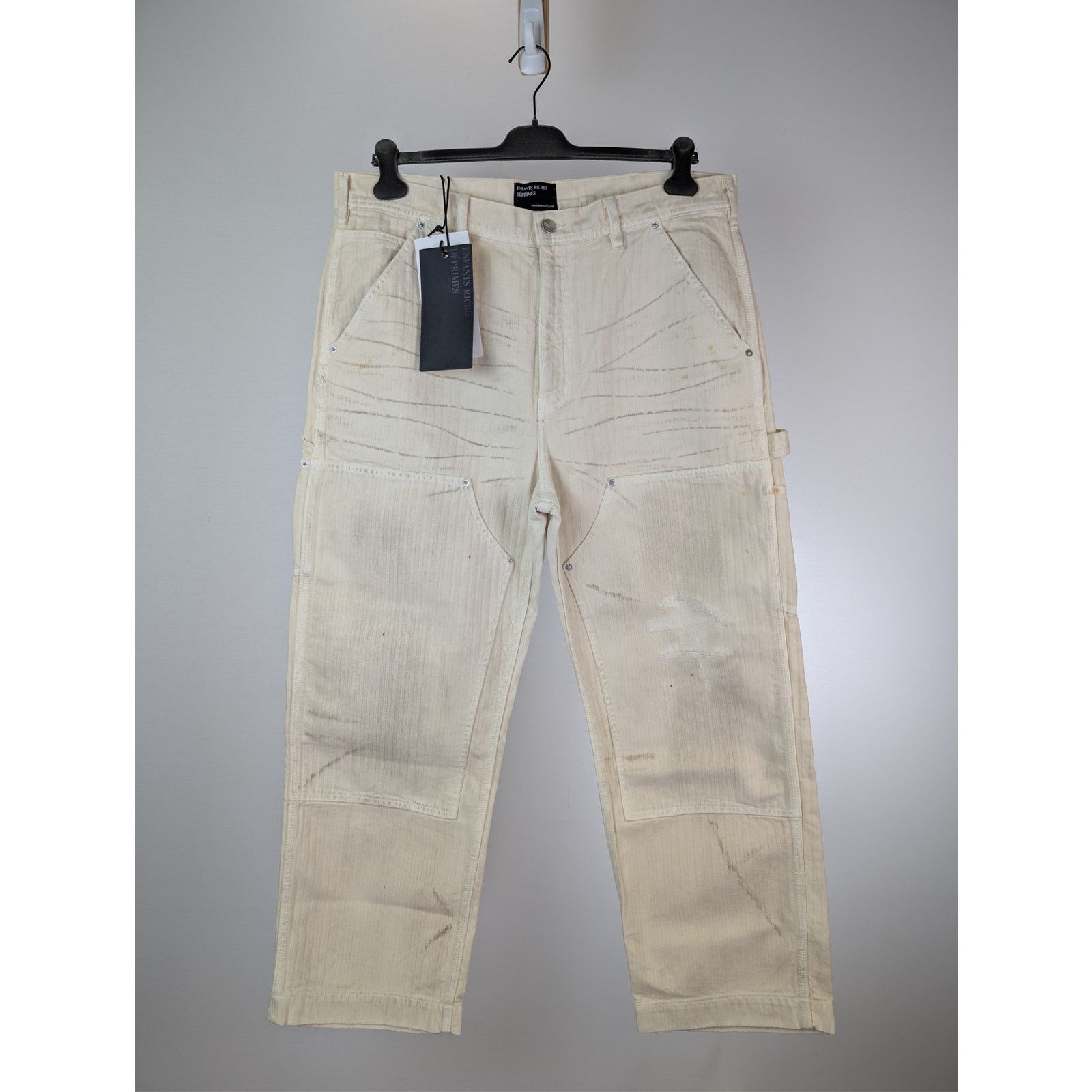 o1rshd1 Double Knee Paint Pants in white