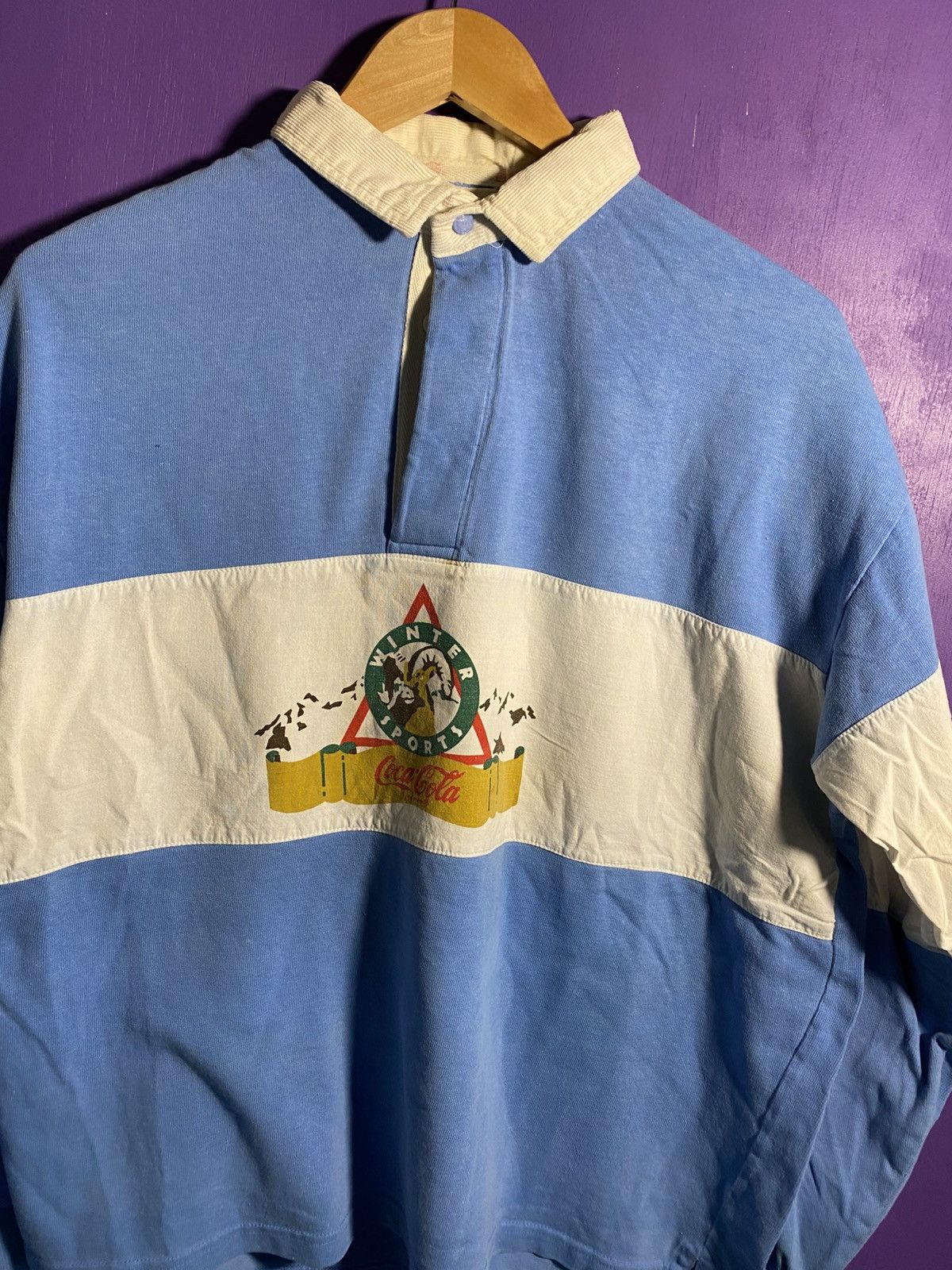 Coca Cola Vintage 80s Coca-Cola winter sports polo shirt Size US L / EU 52-54 / 3 - 3 Thumbnail