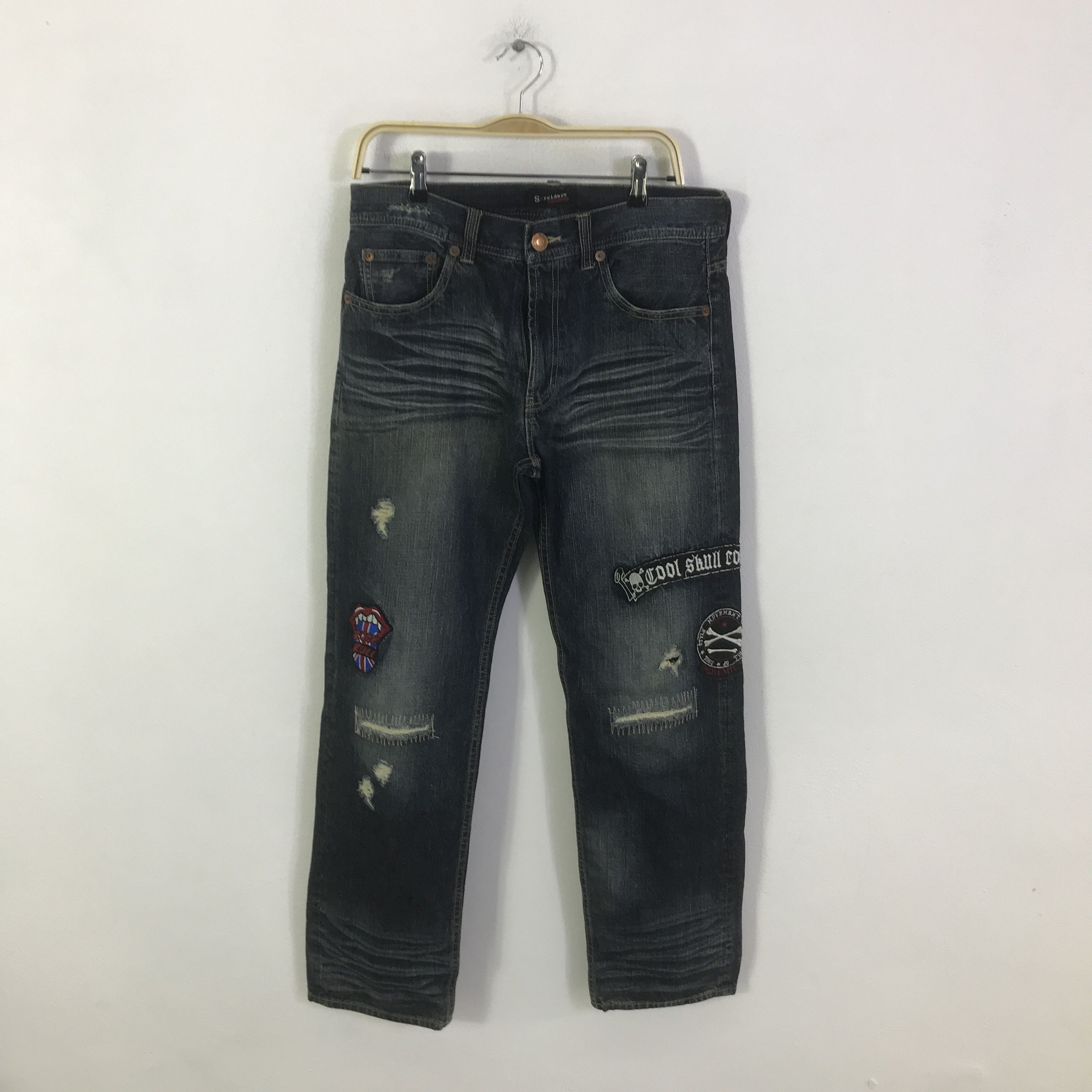 Japanese Brand Japan design sorridere distressed denim jeans pants Size US 33 - 1 Thumbnail