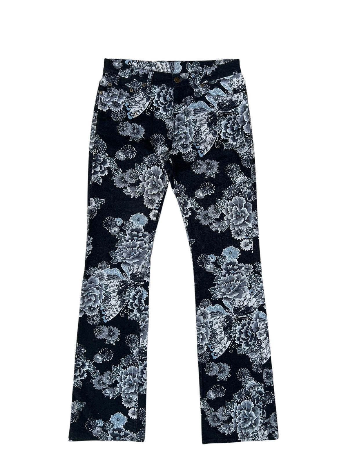 5351 POUR LES HOMMES Vintage GLAMDY Japan All Printed Bootcut Jeans Flare Size US 29 - 1 Thumbnail