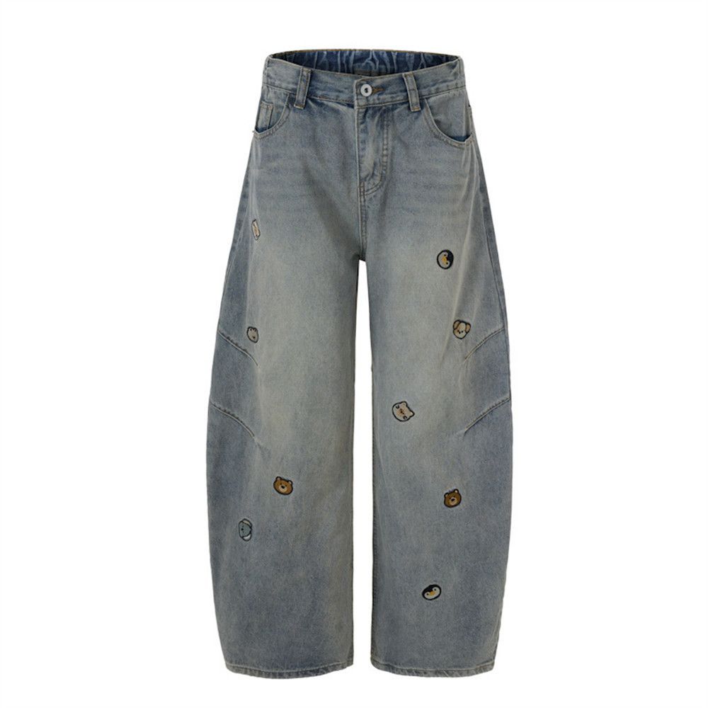 Jean Men's punk embroidered vintage washed distressed jeans Size US 32 / EU 48 - 4 Thumbnail
