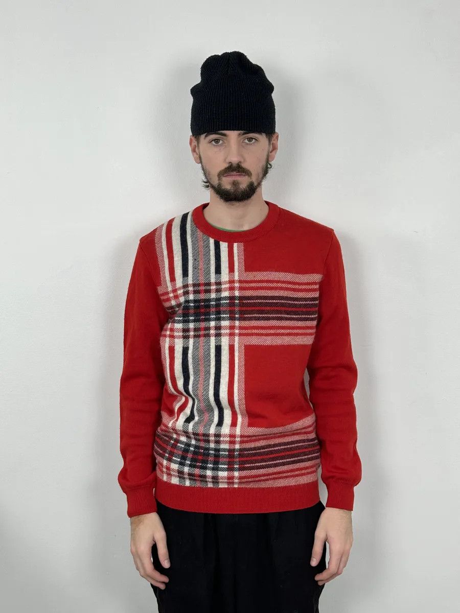 Dirk Bikkembergs Dirk Bikkembergs Red Wool Checkered Sweater Size US S / EU 44-46 / 1 - 2 Thumbnail