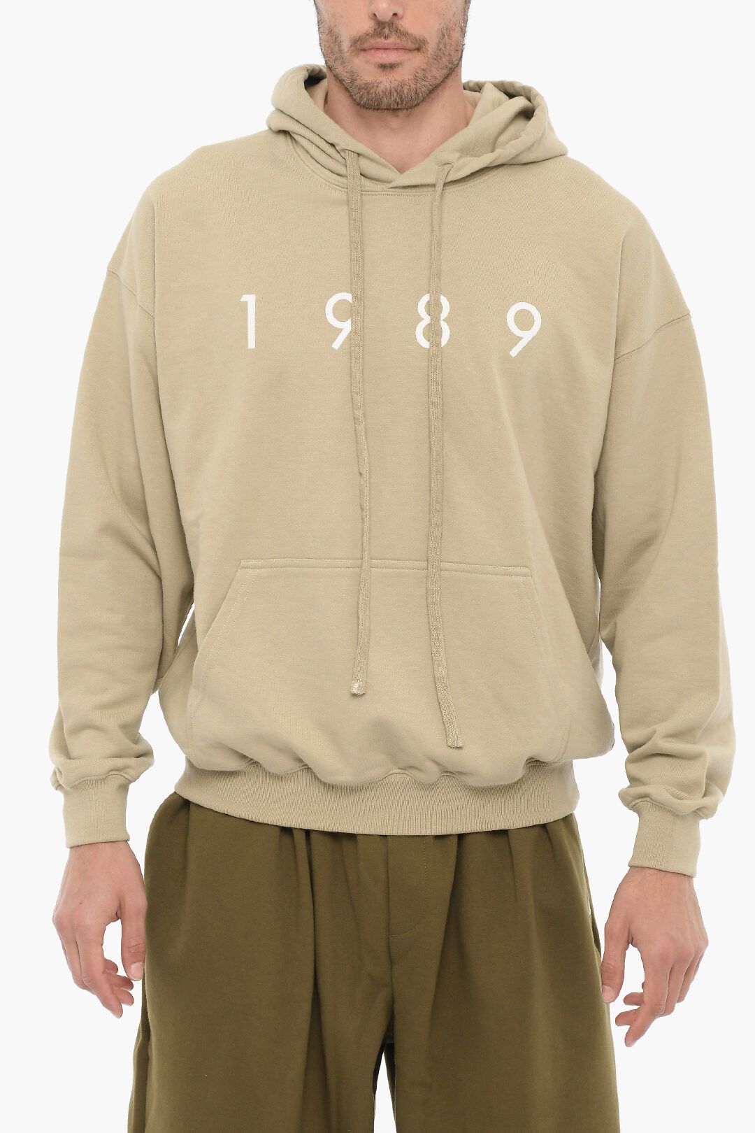 og1mm0423 Brushed Cotton Hoodie in Beige Sweatshirts Hoodies