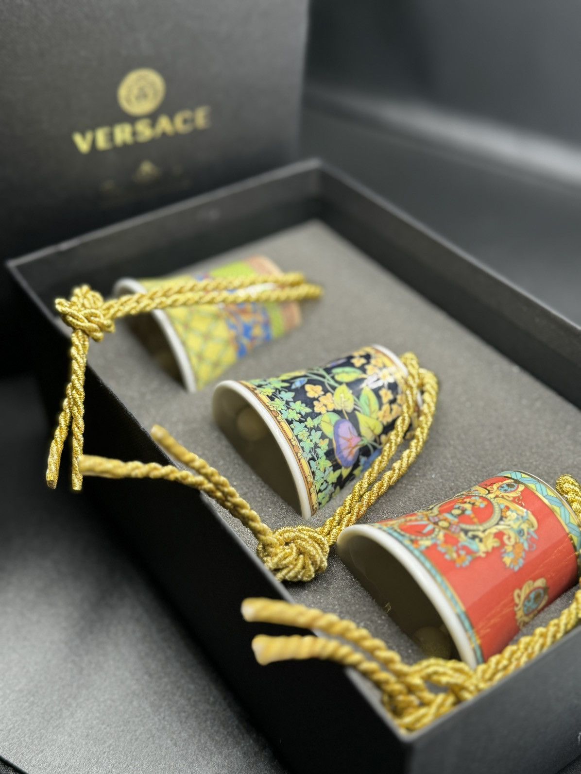 Versace VERSACE Rosenthal Porcelain Gold Christmas Bells Set of 3 Size ONE SIZE - 1 Thumbnail