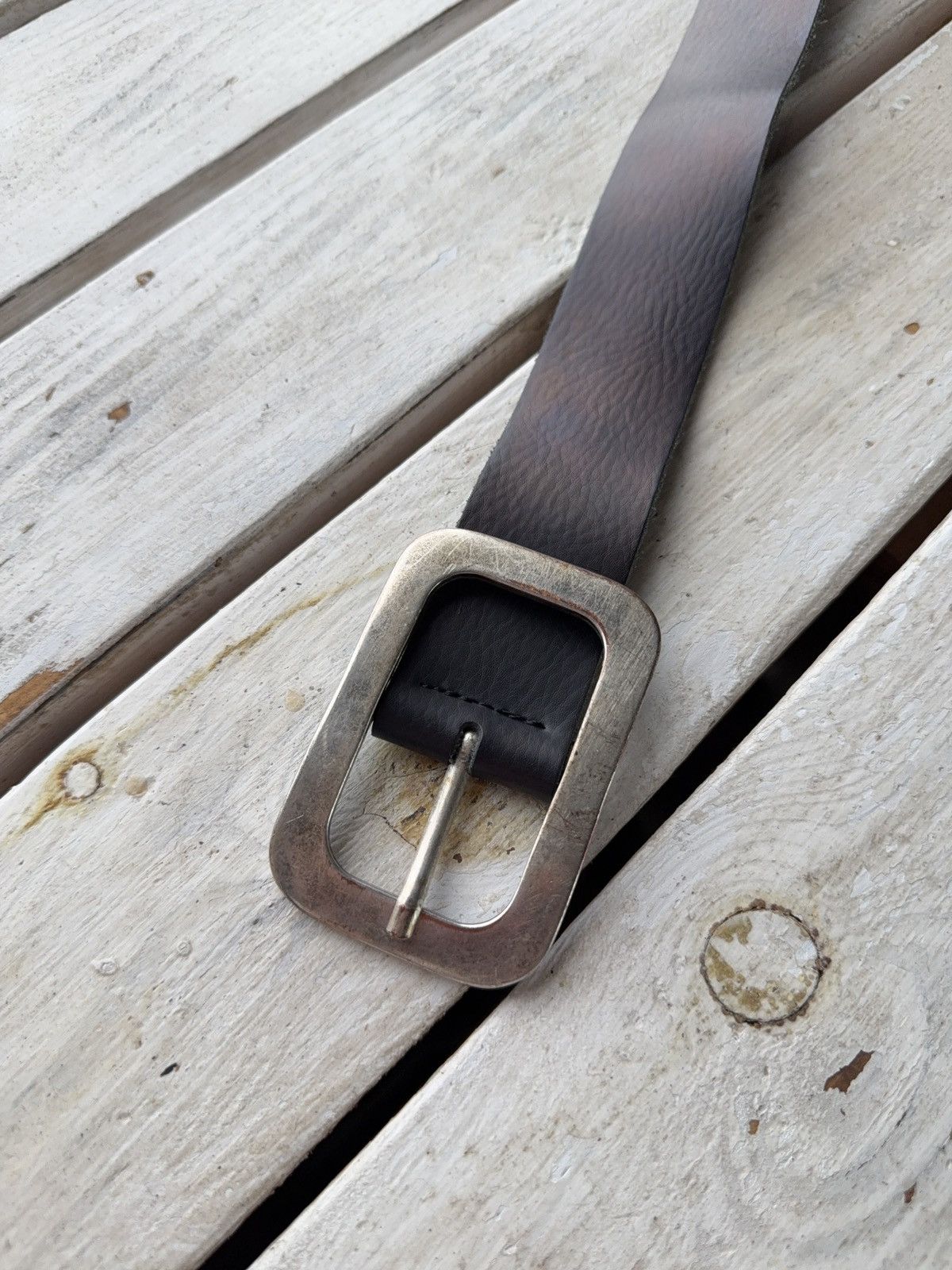 Other 00s Avant-Garde Y2K Cowboy Leather Belt Brutalist Buckle Size ONE SIZE - 4 Thumbnail
