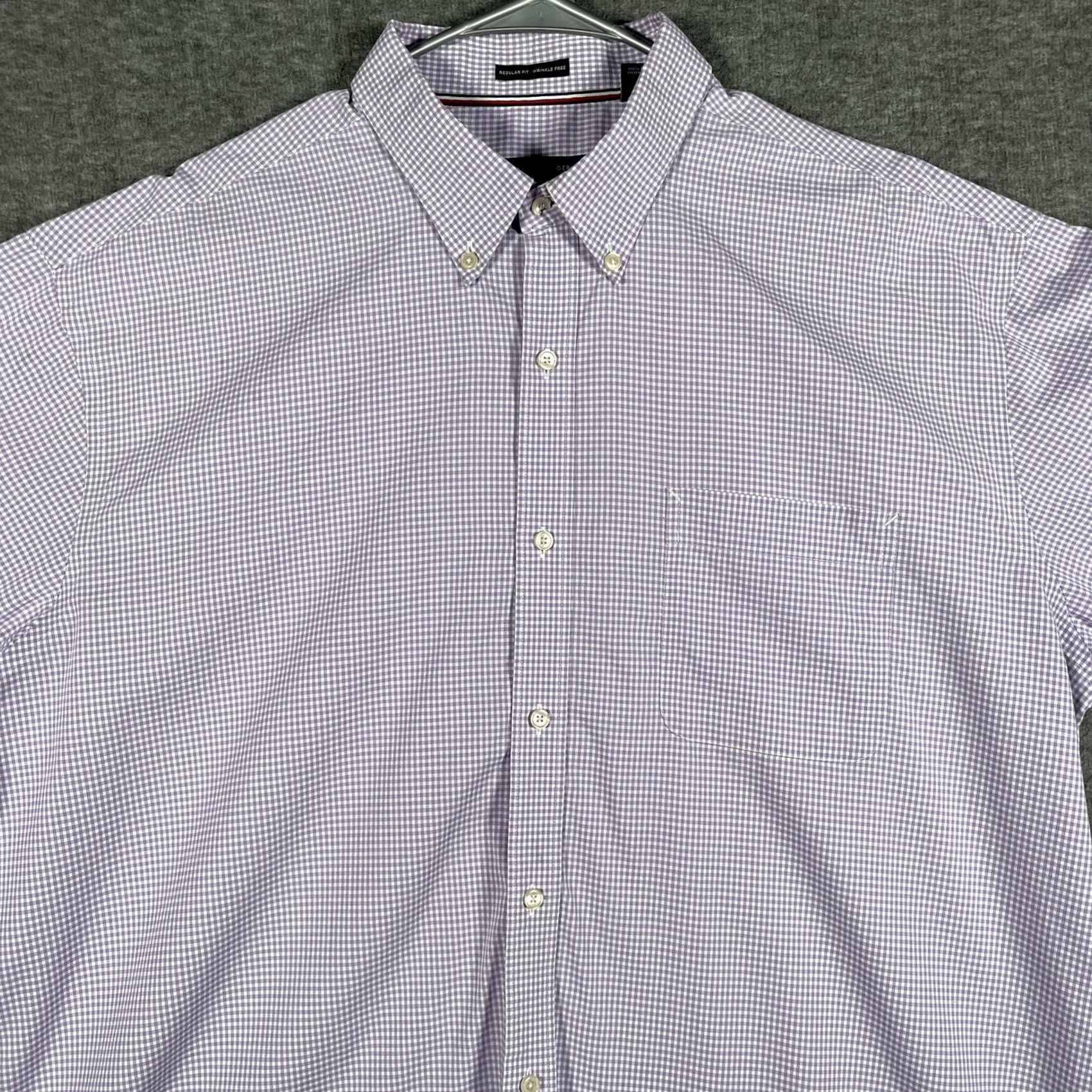 Tommy Hilfiger Tommy Hilfiger Shirt Mens 2XL Purple Gingham Dress Button Down Wrinkle Free Size 48R - 3 Thumbnail