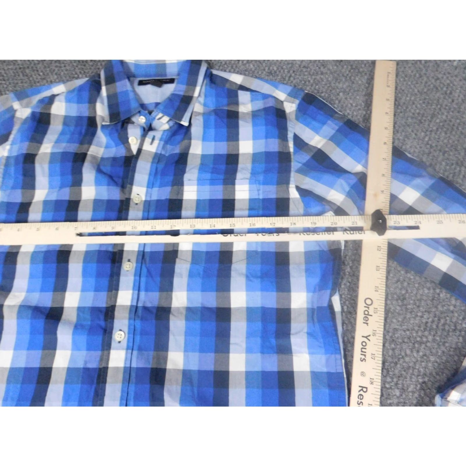 Banana Republic Banana Republic Mens Shirt Long Sleeve Button-Up Collared Blue Plaid Regular M Size US M / EU 48-50 / 2 - 4 Thumbnail