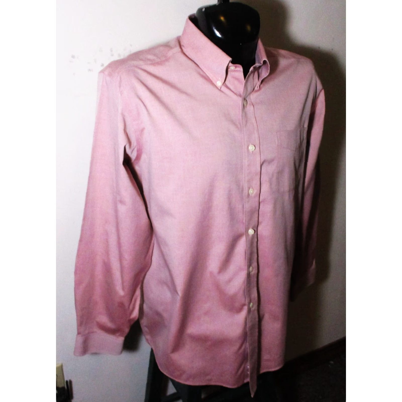 Vintage L.L. BEAN Pink Long Sleeve Oxford Dress Shirt Men's 16.5/35 Size 46R - 3 Thumbnail