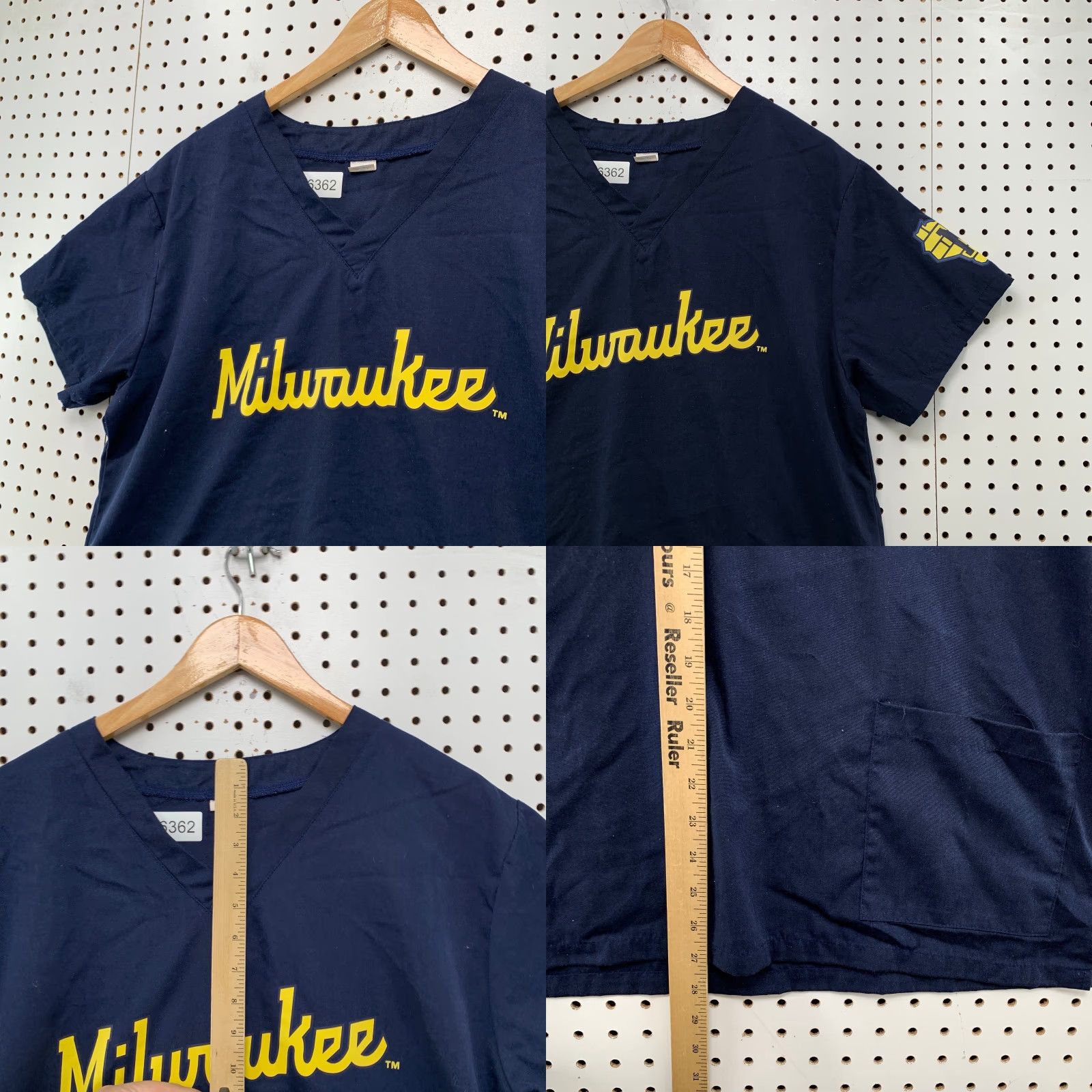 MLB VINTAGE Milwaukee Brewers Medical Scrubs Mens Large Navy Blue MLB Size US L / EU 52-54 / 3 - 8 Thumbnail