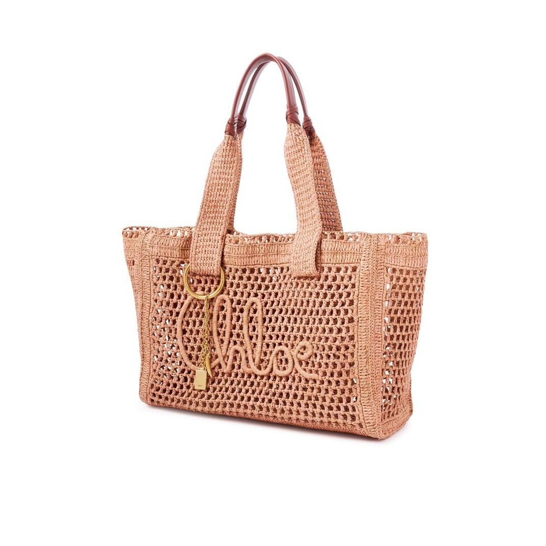 Chloe Chloe East West Summer Banana Summery Beige Raffia Tote Bag Size ONE SIZE - 3 Thumbnail