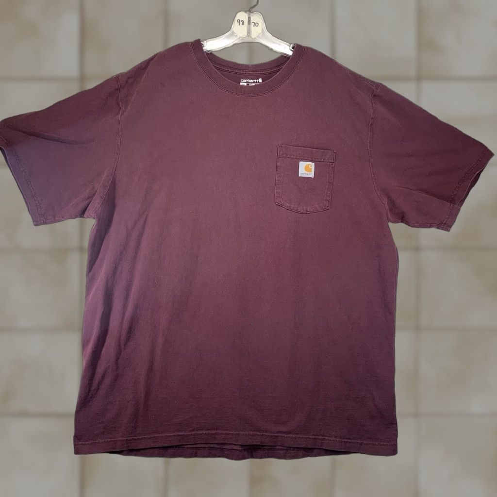 Carhartt Carhartt 2XLT TALL Short Sleeve T-Shirt Mens Crew Neck Cotton All Seasons Loose Fit Logo Port Wine Vintage No Size US XXL / EU 58 / 5 - 1 Thumbnail