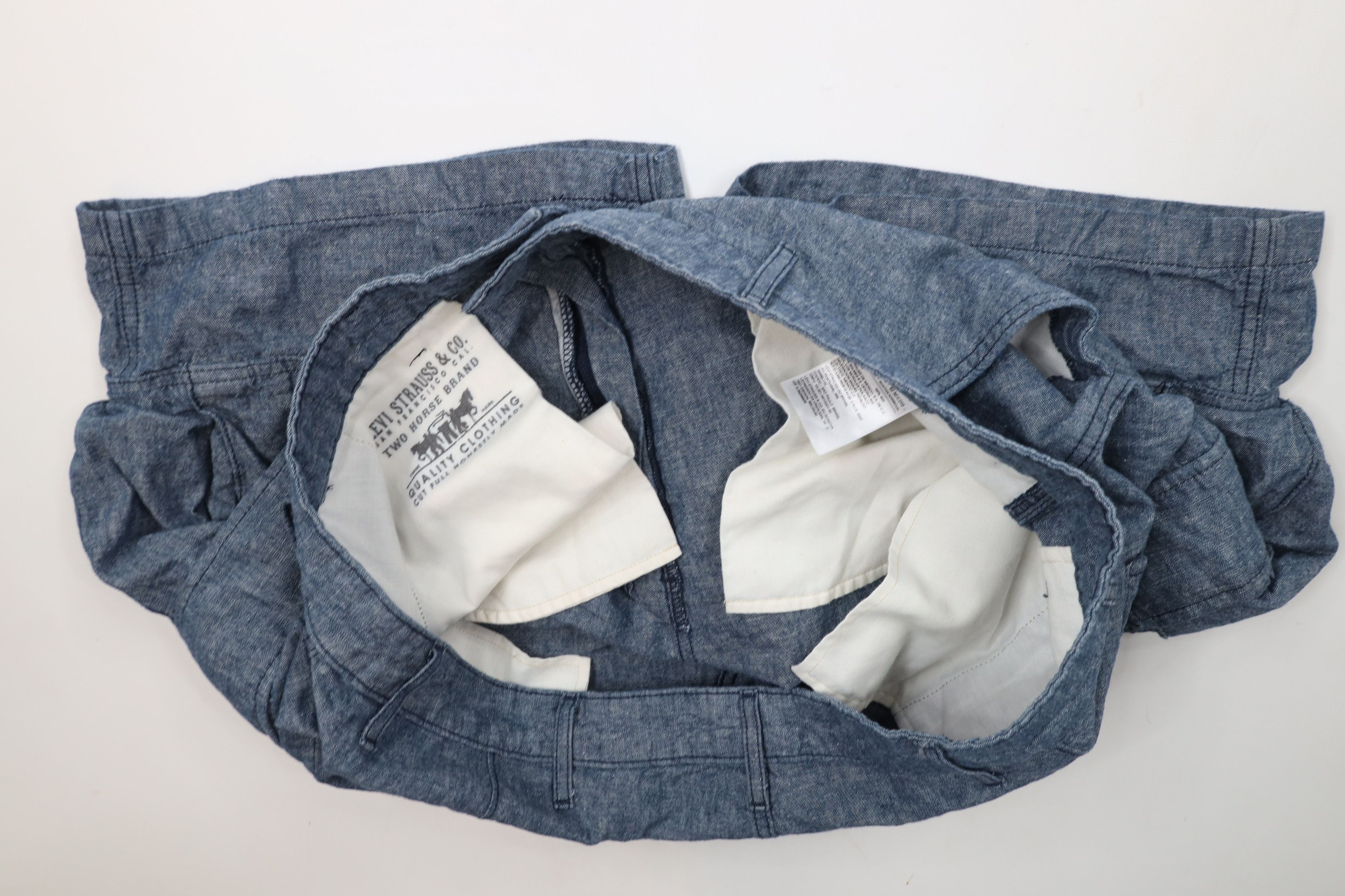 Levi's × Vintage Vintage Y2K Levis Linen Blend Cargo Shorts Chambray Blue Size US 40 / EU 56 - 8 Thumbnail