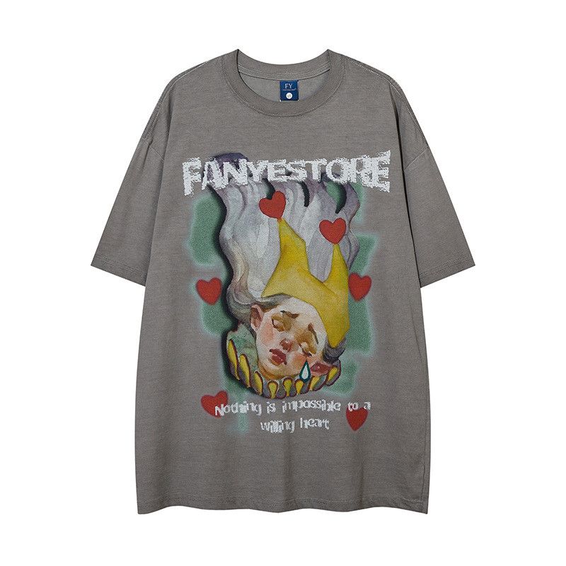 Japanese Brand × Vintage Anime oil painting print loose cotton distressed tee Size US L / EU 52-54 / 3 - 1 Thumbnail