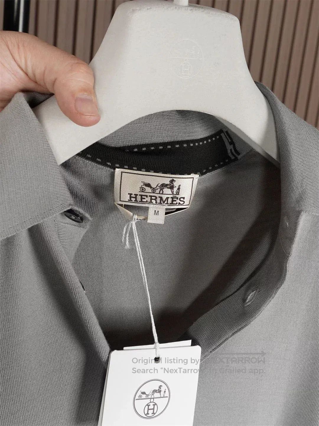 Hermes Hermes Men's Gray Knit Polo Shirt. Size US M / EU 48-50 / 2 - 4 Thumbnail