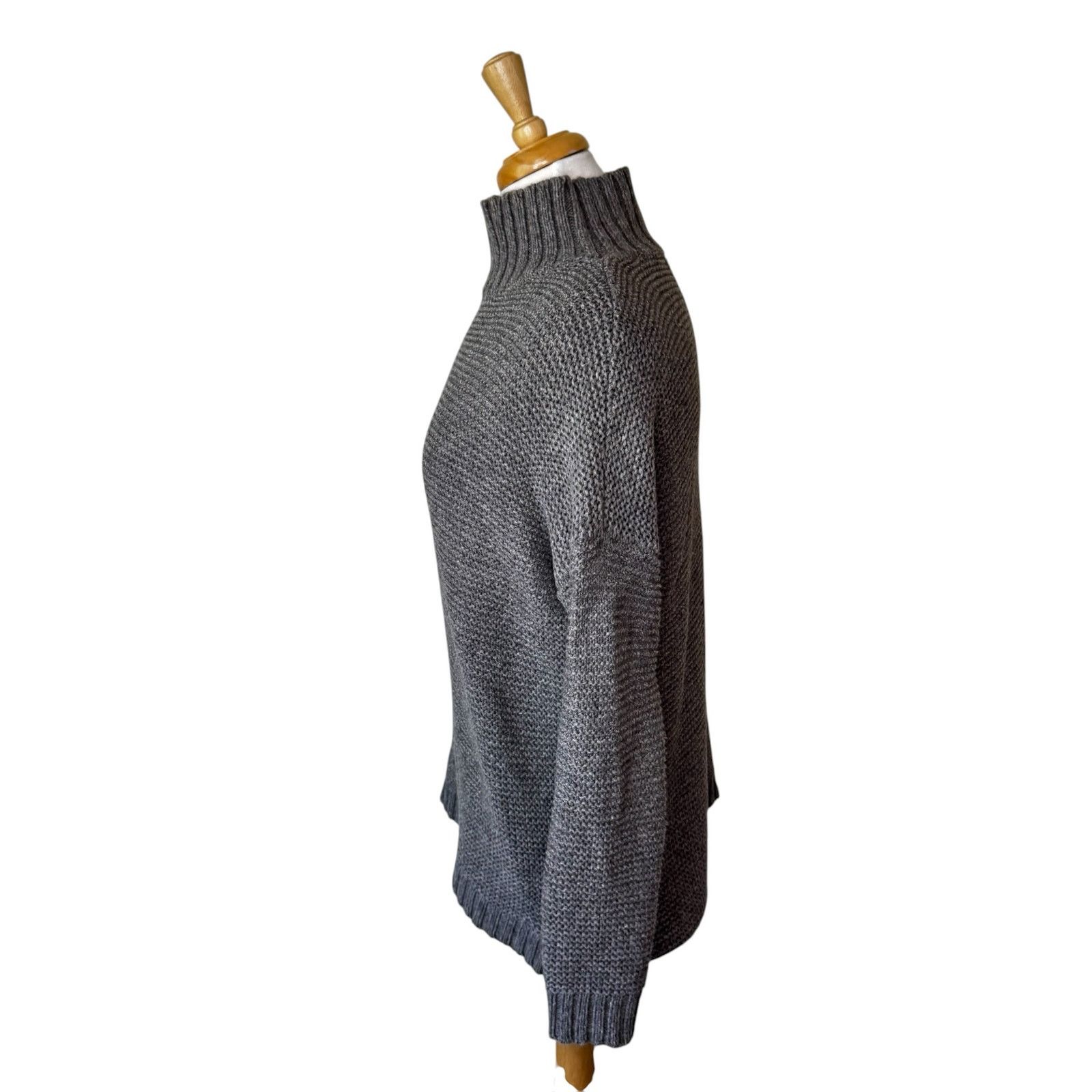 Marine Layer MARINE LAYER Chucky Wool Cotton Knit Turtleneck Sweater Gray Size S / US 4 / IT 40 - 4 Thumbnail
