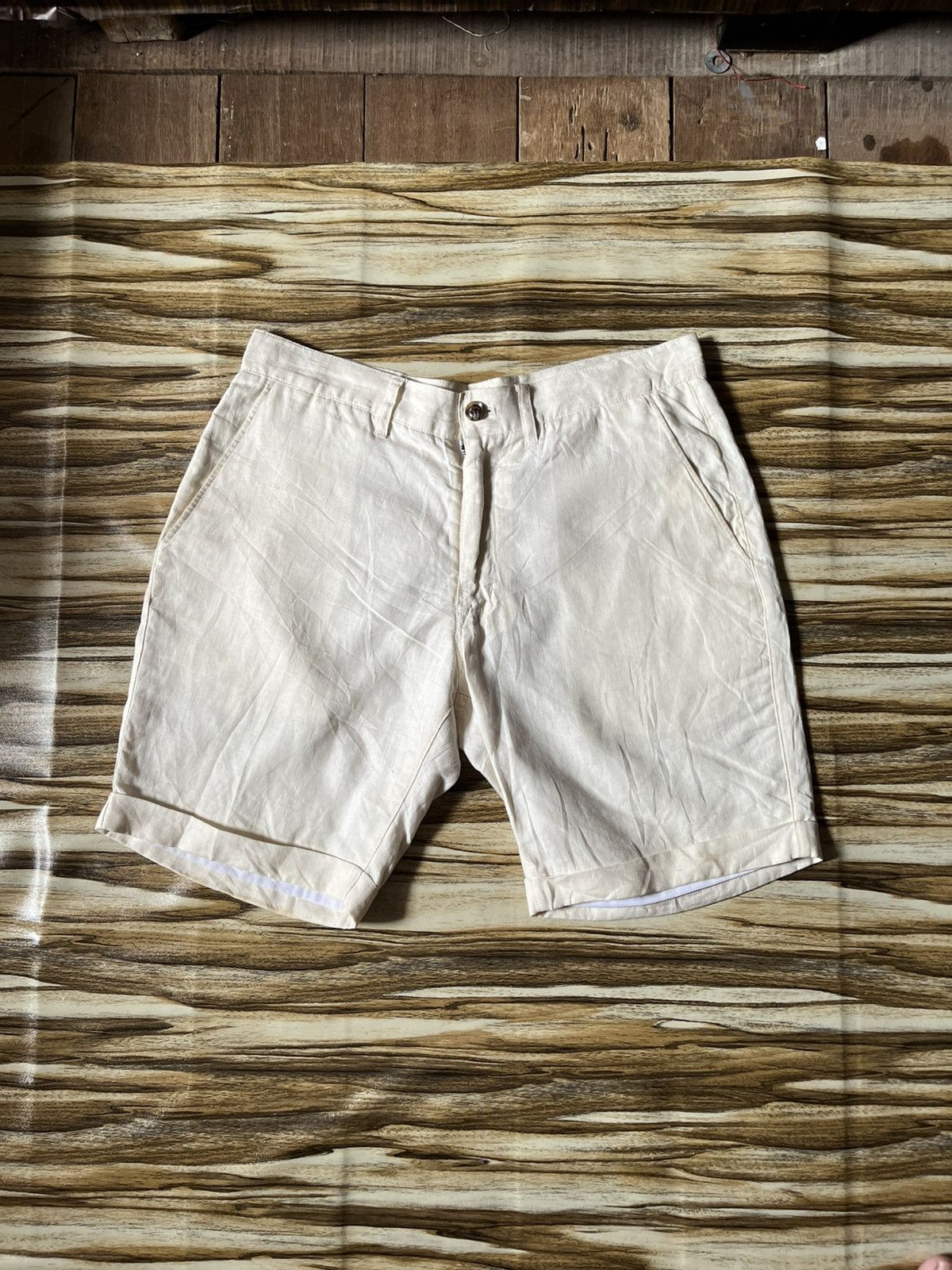 GOSTAR DE FUGA 🇯🇵Linen Shorts Casual Pant in White Size US 33 - 2 Thumbnail