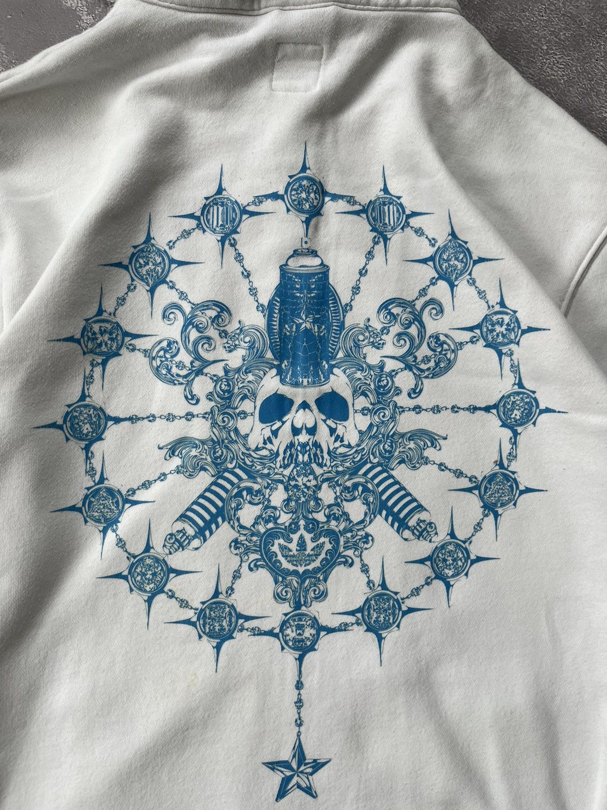Adidas Vintage 00s Adidas Zip Up Hoodie White Skull Graffiti Print Size US S / EU 44-46 / 1 - 15 Thumbnail