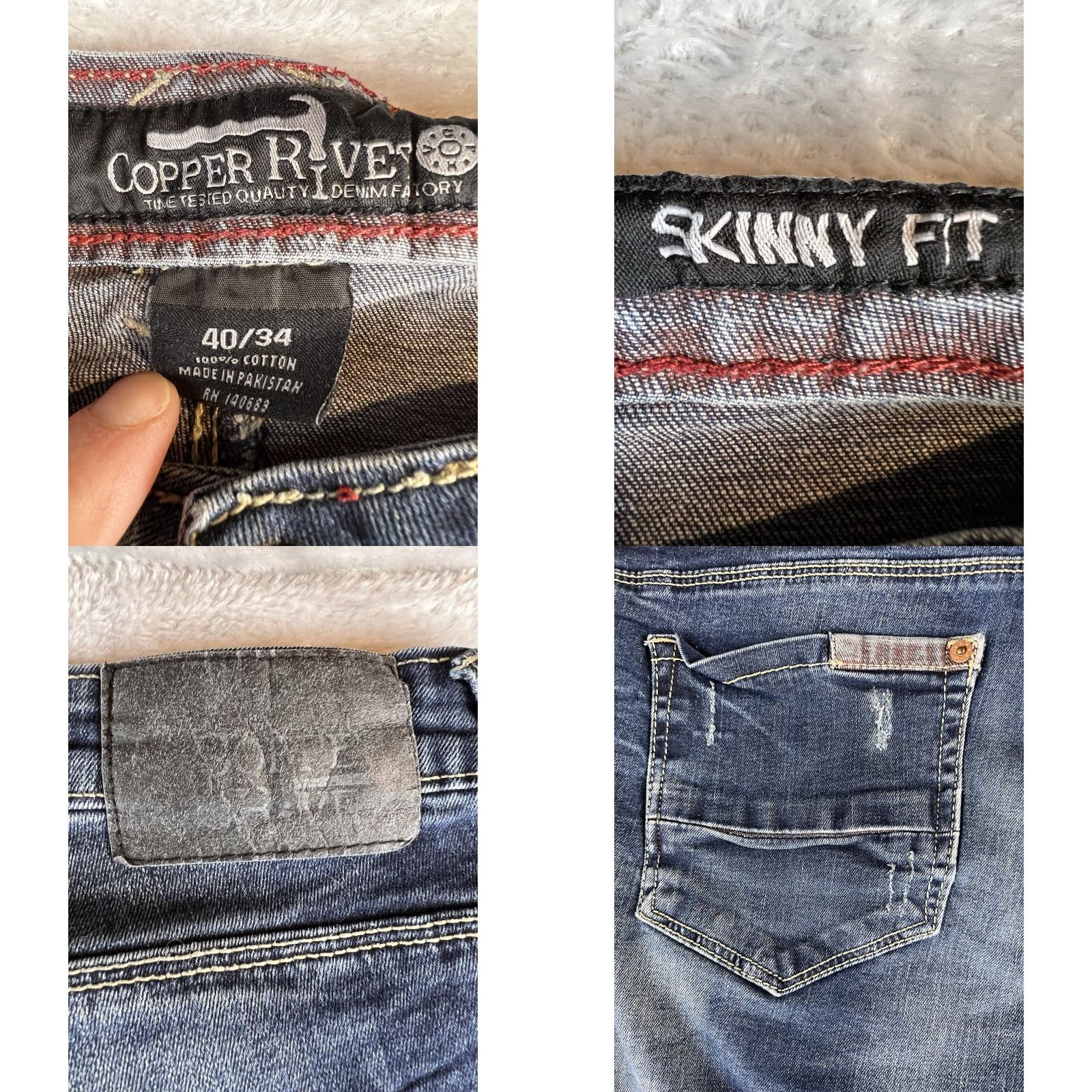 Vintage Waimea Jeans Mens Slim 40x34 Denim Blue 5-Pocket Stretch Distressed 90s Grunge Hip Hop Vintage? Size US 40 / EU 56 - 8 Thumbnail