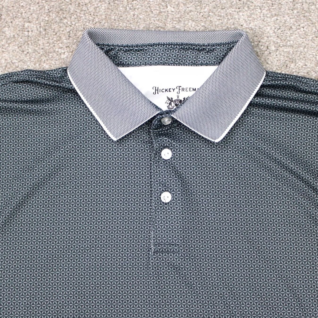 Vintage Hickey Freeman Polo Shirt Mens 2XL Gray Geometric Golf Poly Stretch S/S Polo Shirt Regular Fit Mens Casual Shirt Size US XXL / EU 58 / 5 - 6 Thumbnail