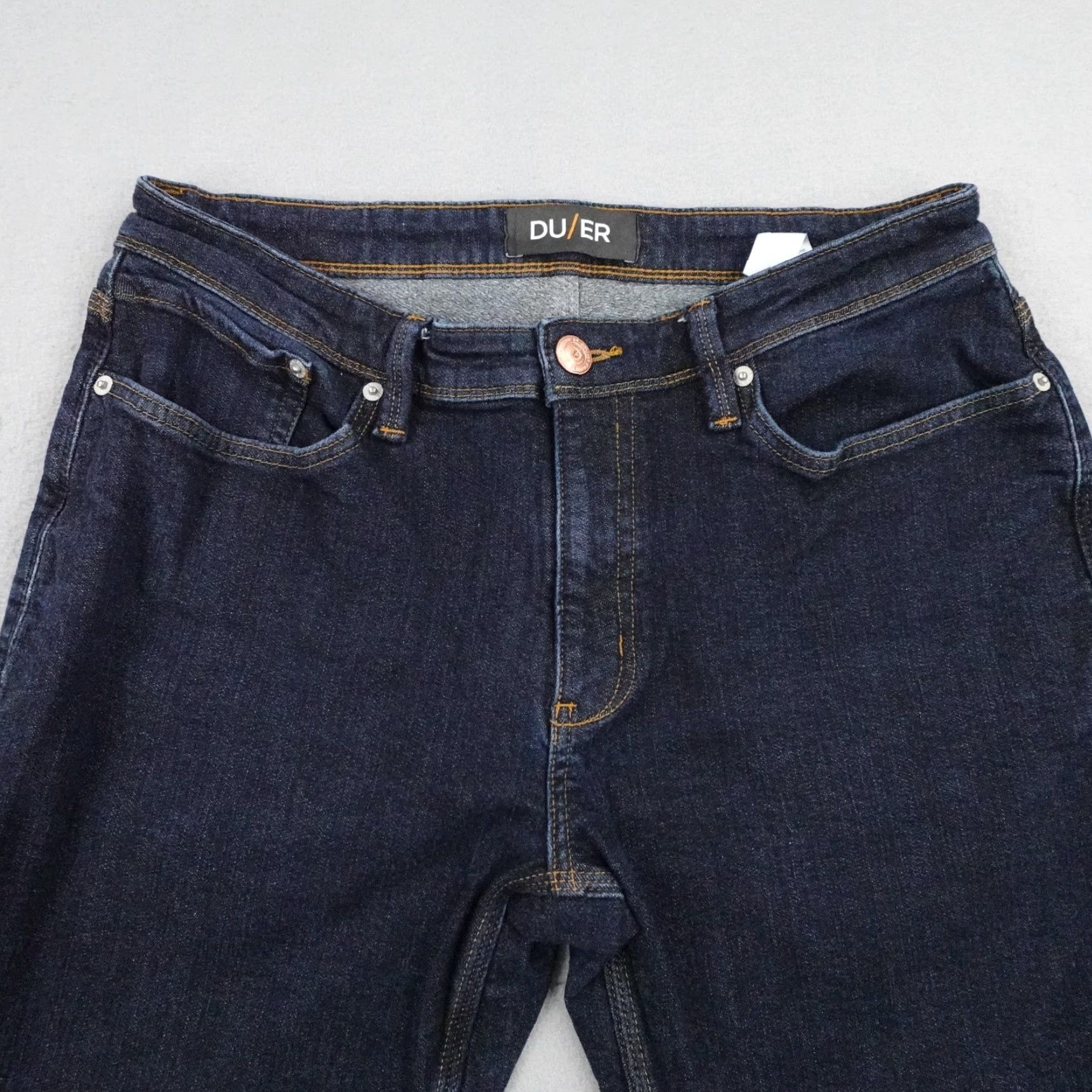 DUER DUER Jeans Mens 34x30 Blue Denim Slim Straight Stretch Dark Wash 5 Pocket Pants Size US 34 / EU 50 - 2 Thumbnail