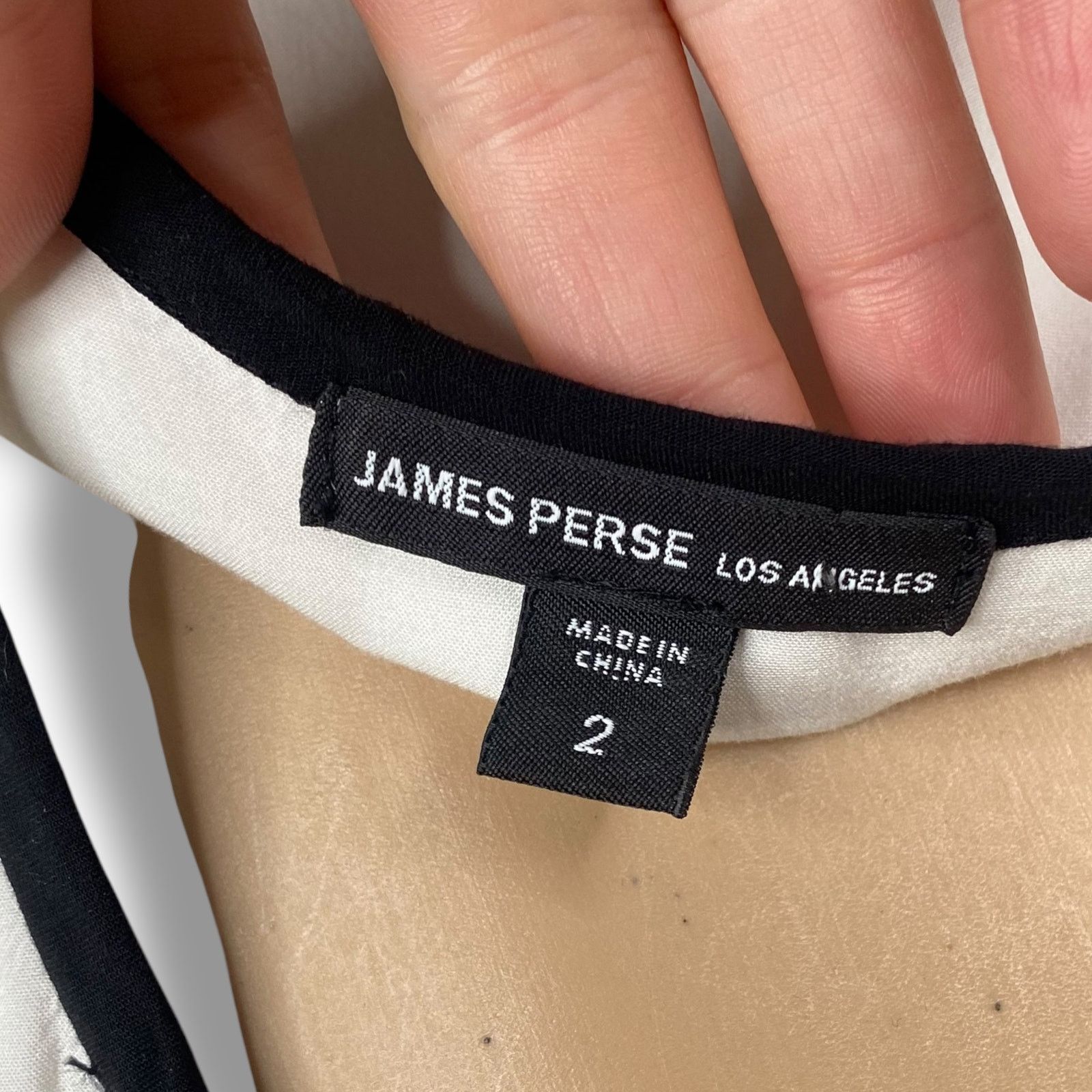 James Perse James Perse White Black Trim Collar Button Down Shirt SZ M Size M / US 6-8 / IT 42-44 - 7 Thumbnail