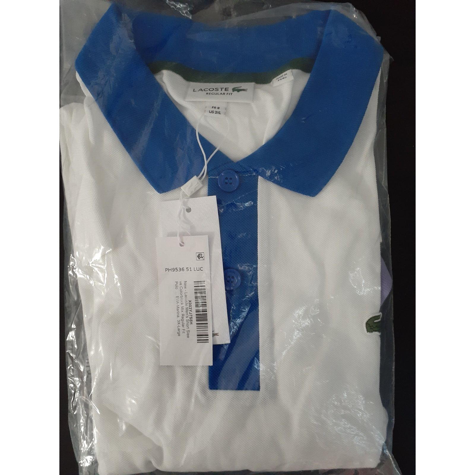 Lacoste Lacoste Men's Regular Fit Colorblock Cotton Polo White 3XL Size US XXL / EU 58 / 5 - 2 Thumbnail