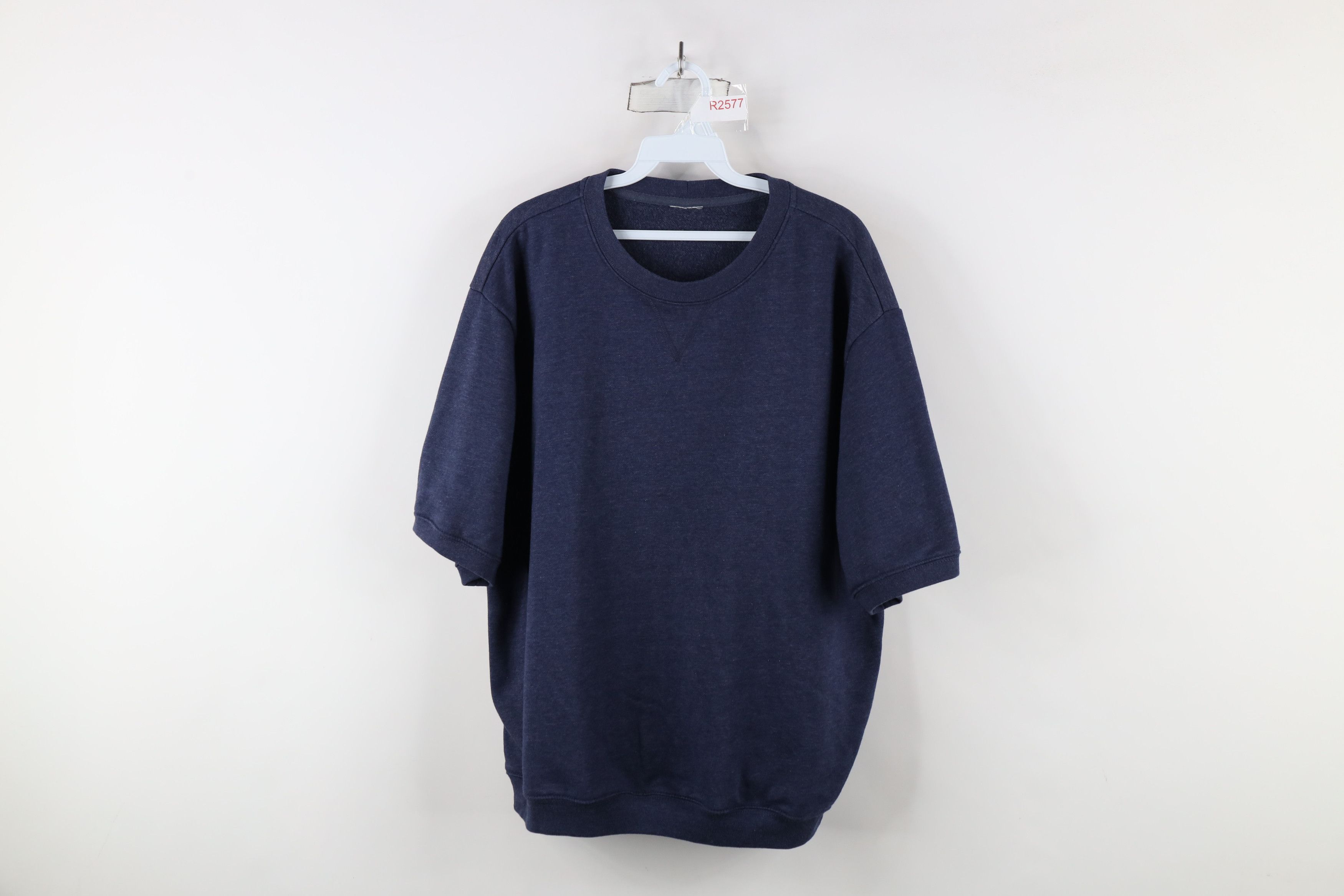 Vintage Vintage 90s Streetwear Blank Short Sleeve Sweatshirt Blue Size US L / EU 52-54 / 3 - 1 Thumbnail