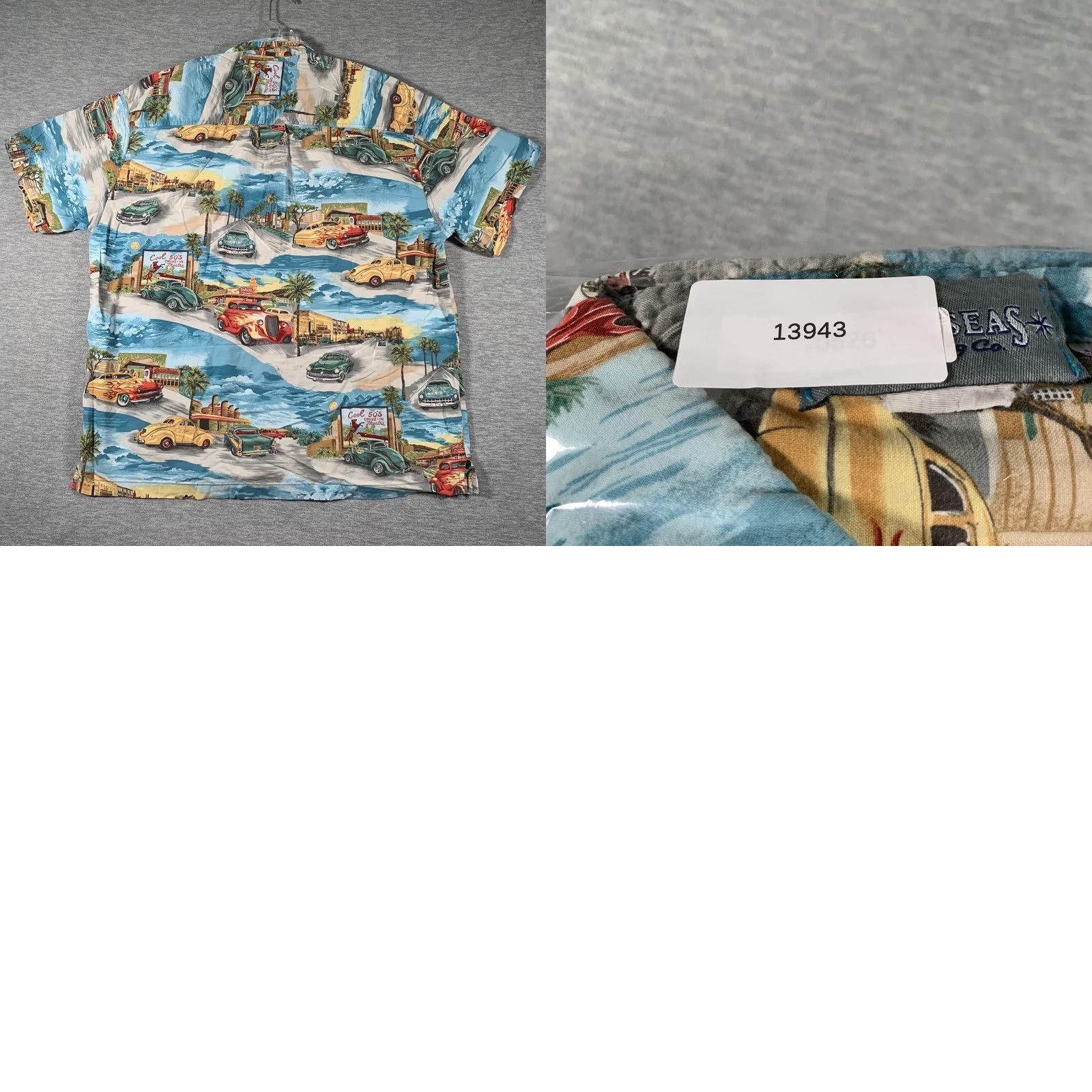 Vintage High Seas Trading Co Hawaiian Aloha Shirt Mens XL Blue Retro Hot Rod Cars Size US XL / EU 56 / 4 - 9 Thumbnail