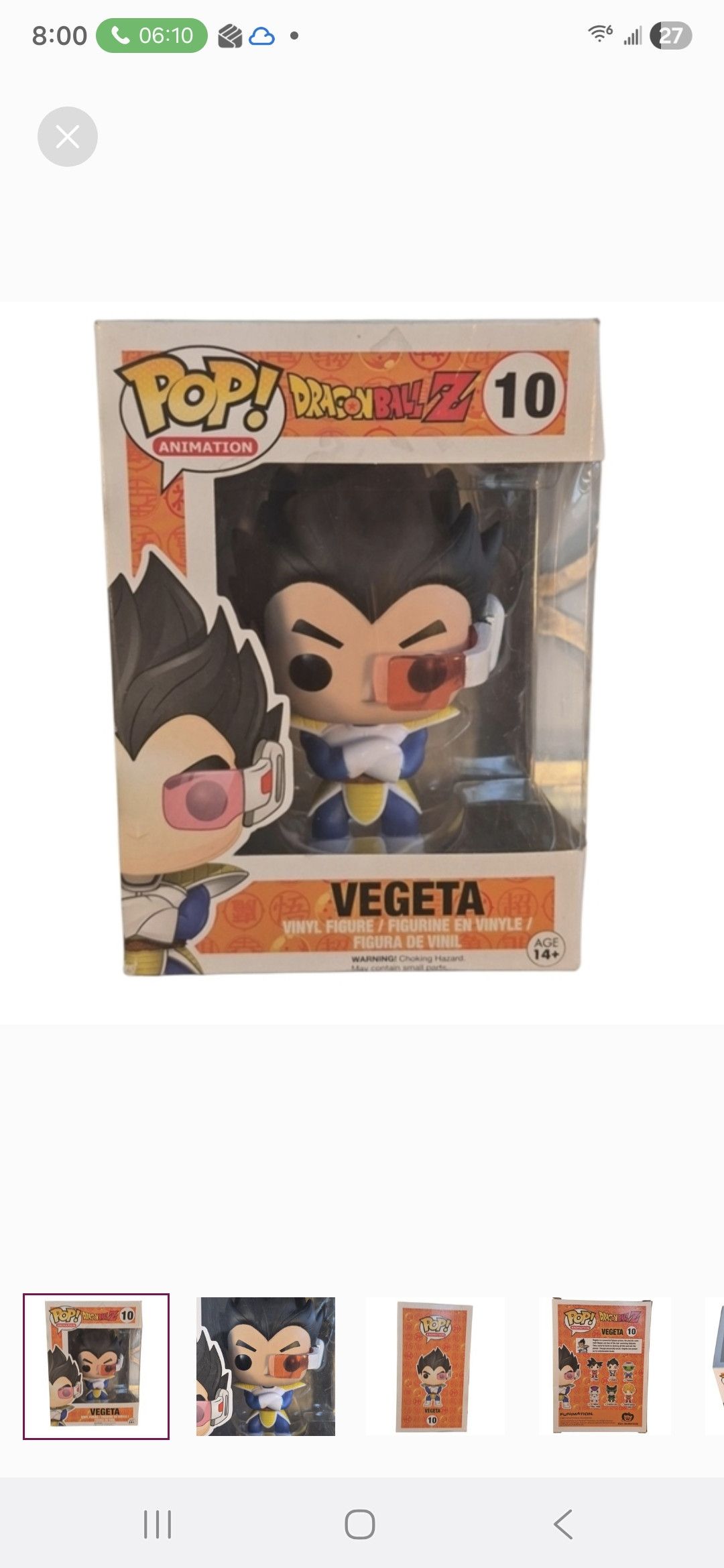 Other Funko × Dragon Ball Z VEGETA Funko POP Vinyl Figure Size ONE SIZE - 1 Thumbnail