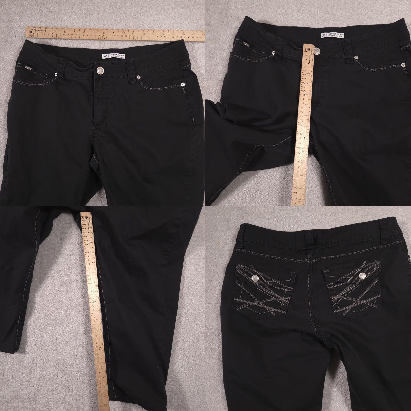 Lee Lee Capri Jeans Womens 12 Black Dark Wash Mid Rise Slim Stretch Capri Jeans Lee Slender Secret Womens 12 Black Dark Wash Mid Rise Slim Stretch Size 34" / US 12 / IT 48 - 8 Thumbnail
