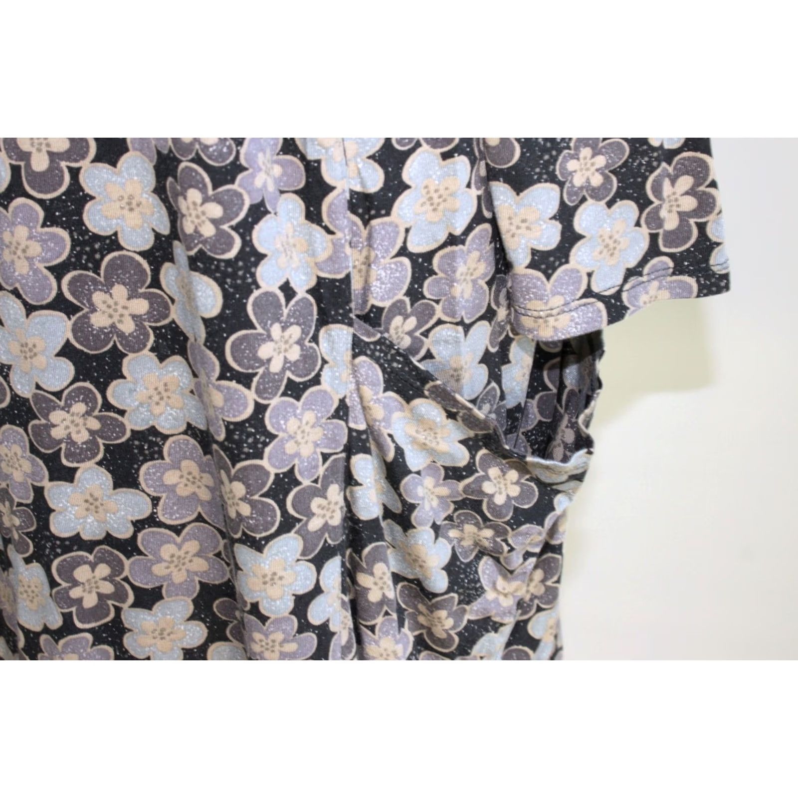 Vintage Gudrun Sjoden Floral Dress Womens L A-Line Midi Grey Dress Length 109 cm Sleeves 48 cm Size L / US 10 / IT 46 - 4 Thumbnail