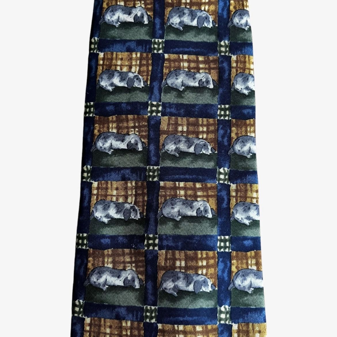 Alfred Dunhill Vintage 80s Burberry Slim Tie With Embroidered Knight Crest Size ONE SIZE - 5 Thumbnail