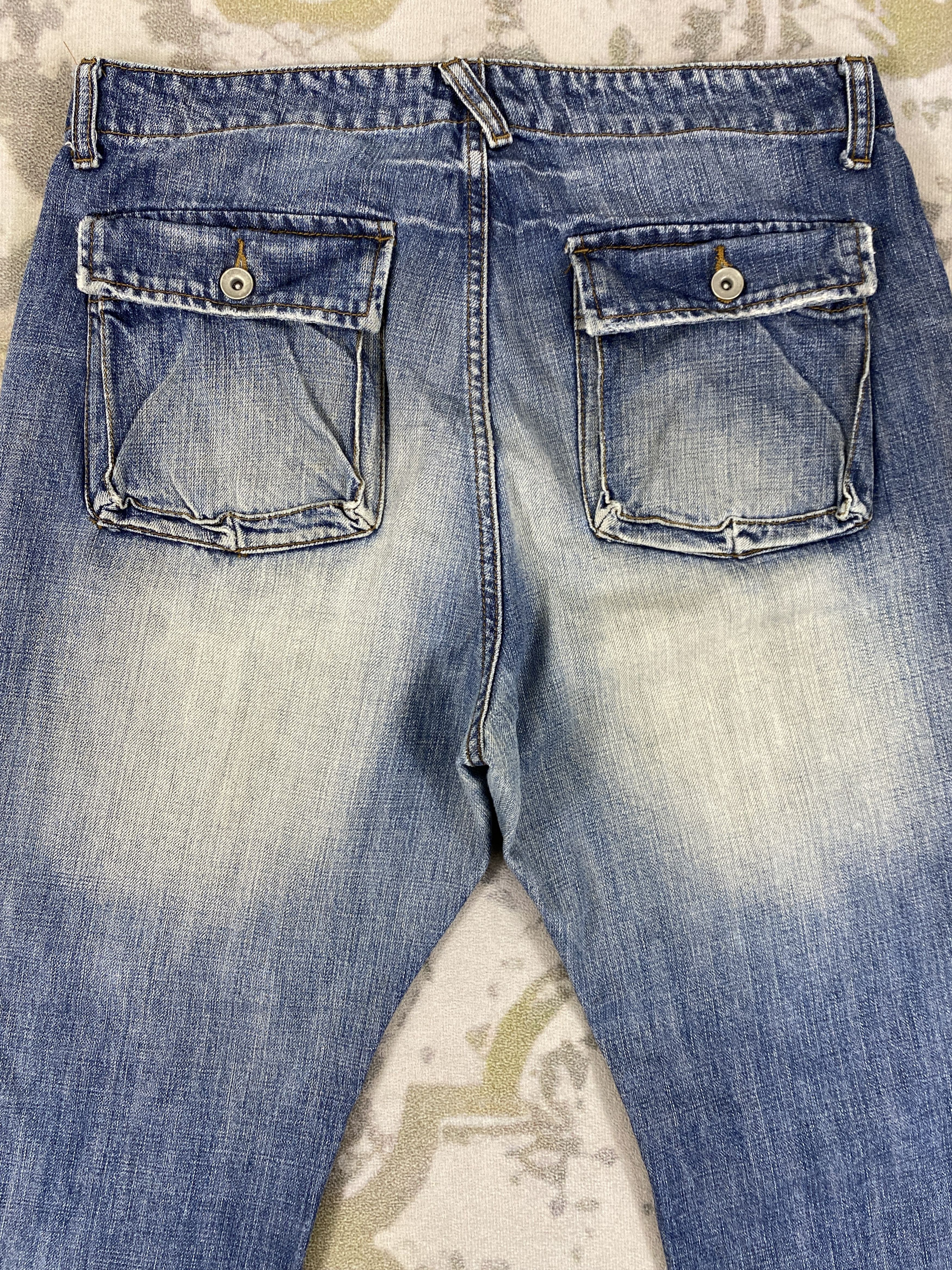 Japanese Brand Distressed Blue Global Work Jeans 33x29 Denim- JN3524 Size US 33 - 4 Thumbnail