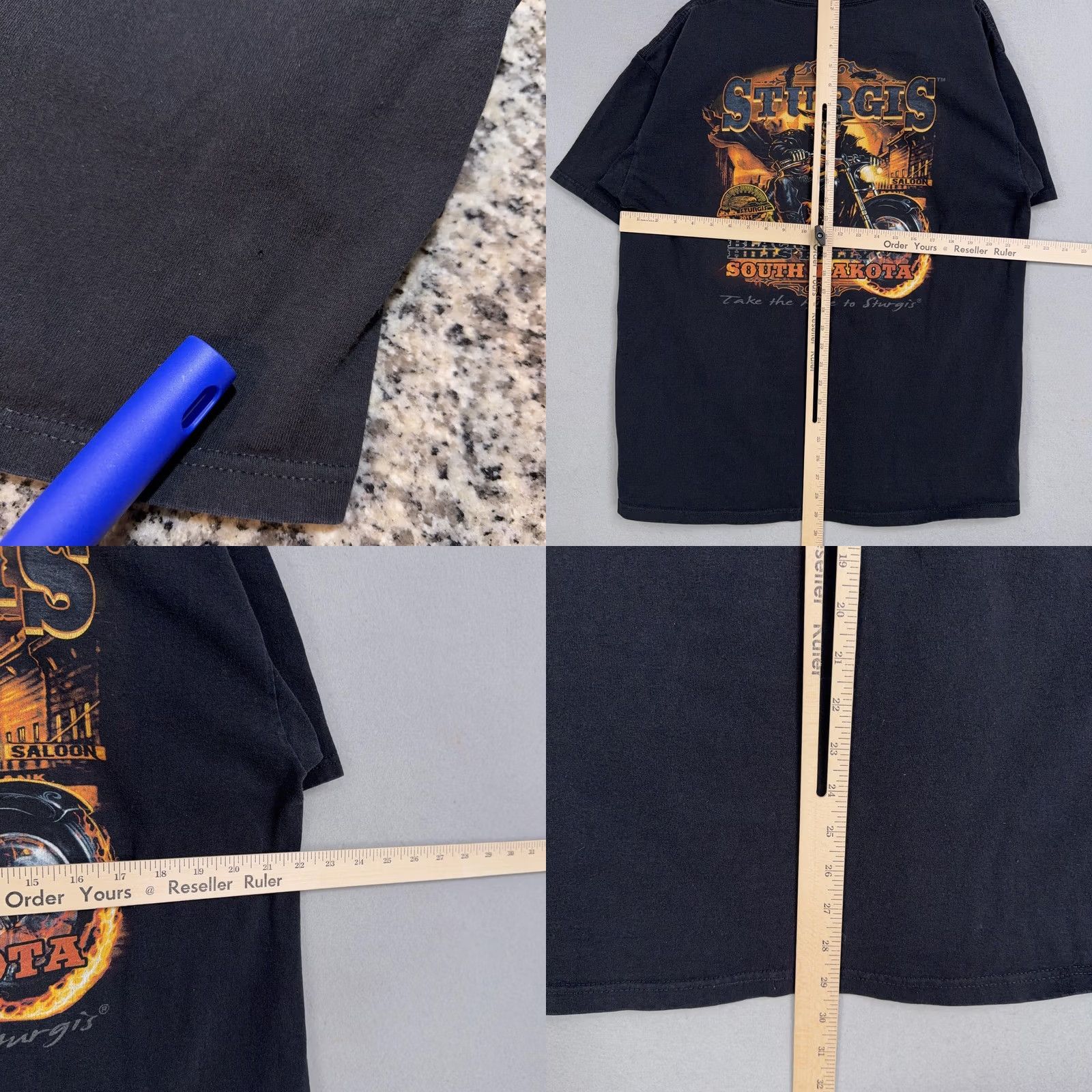 Vintage Hot Leathers Shirt Mens XL Black Sturgis 2011 Black Hills Rally Skull Biker Tee Size US XL / EU 56 / 4 - 8 Thumbnail