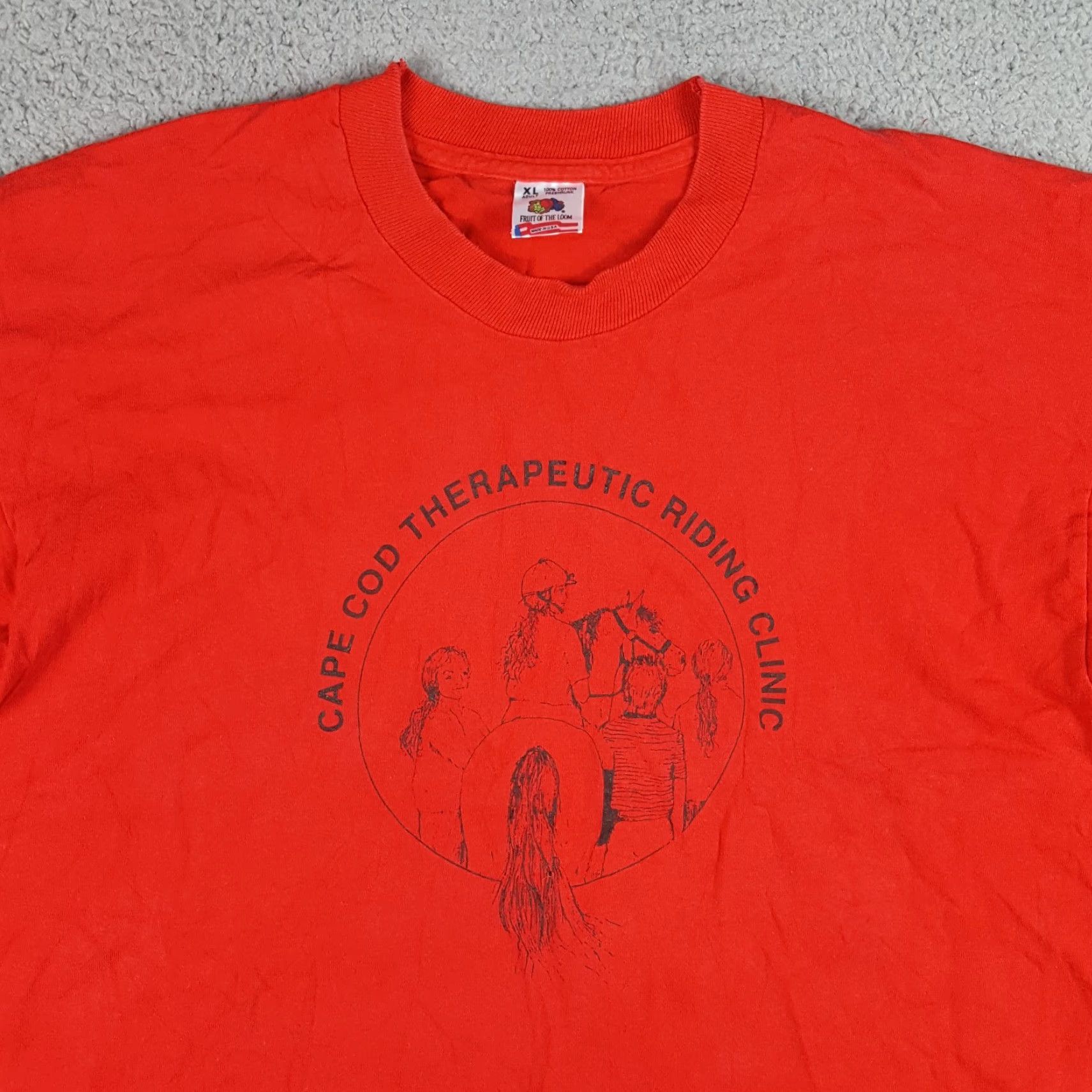 Fruit Of The Loom VINTAGE Therapeutic Horse Riding Clinic T Shirt Main Brand: Fruit of the Loom Shirt Adult XL Red 90s Equestrian USA Made Mens Size US XL / EU 56 / 4 - 2 Thumbnail