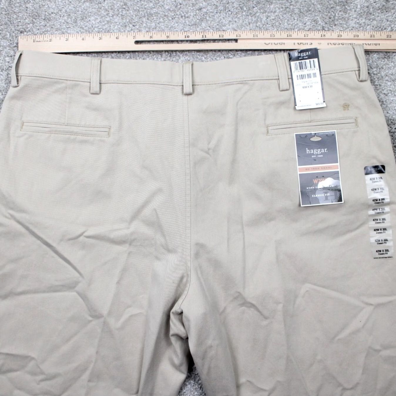 Haggar Haggar Pants Chino Mens 42x30 Beige Classic Fit NWT Work 2 Weekend Iron-Free Front Flat 30 Inseam Size US 42 / EU 58 - 6 Thumbnail