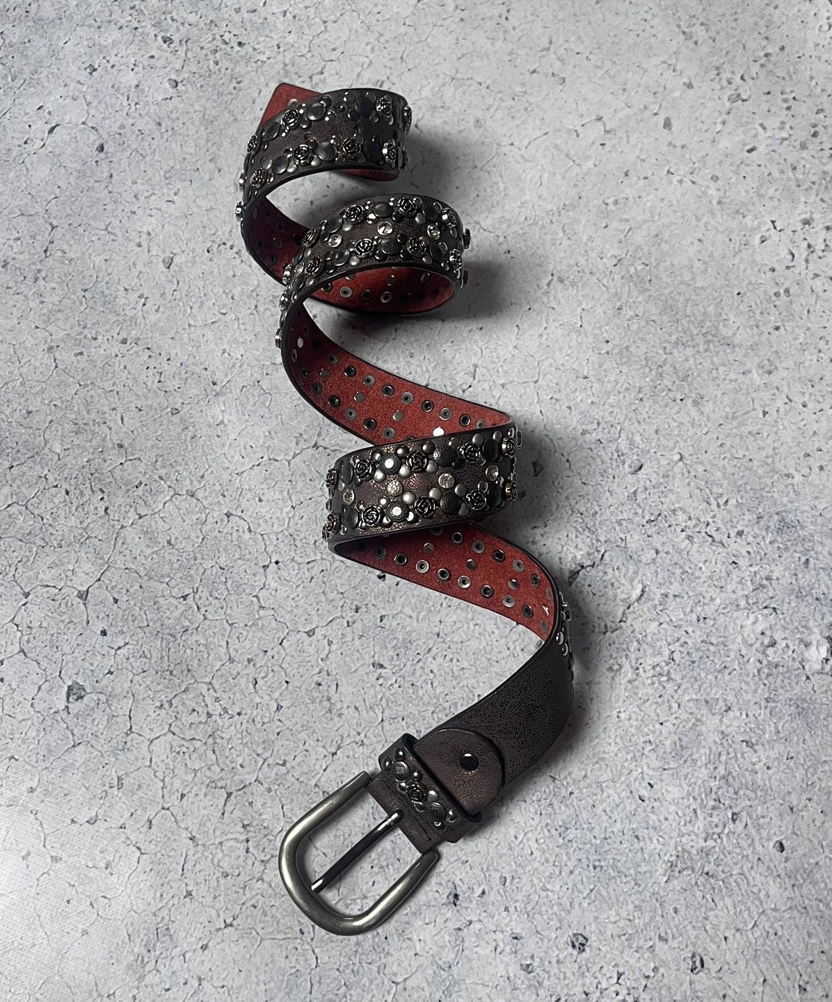 Designer × Vintage B.B. Simon Style Leather Belt With Crystals Avant Garde Size ONE SIZE - 3 Thumbnail