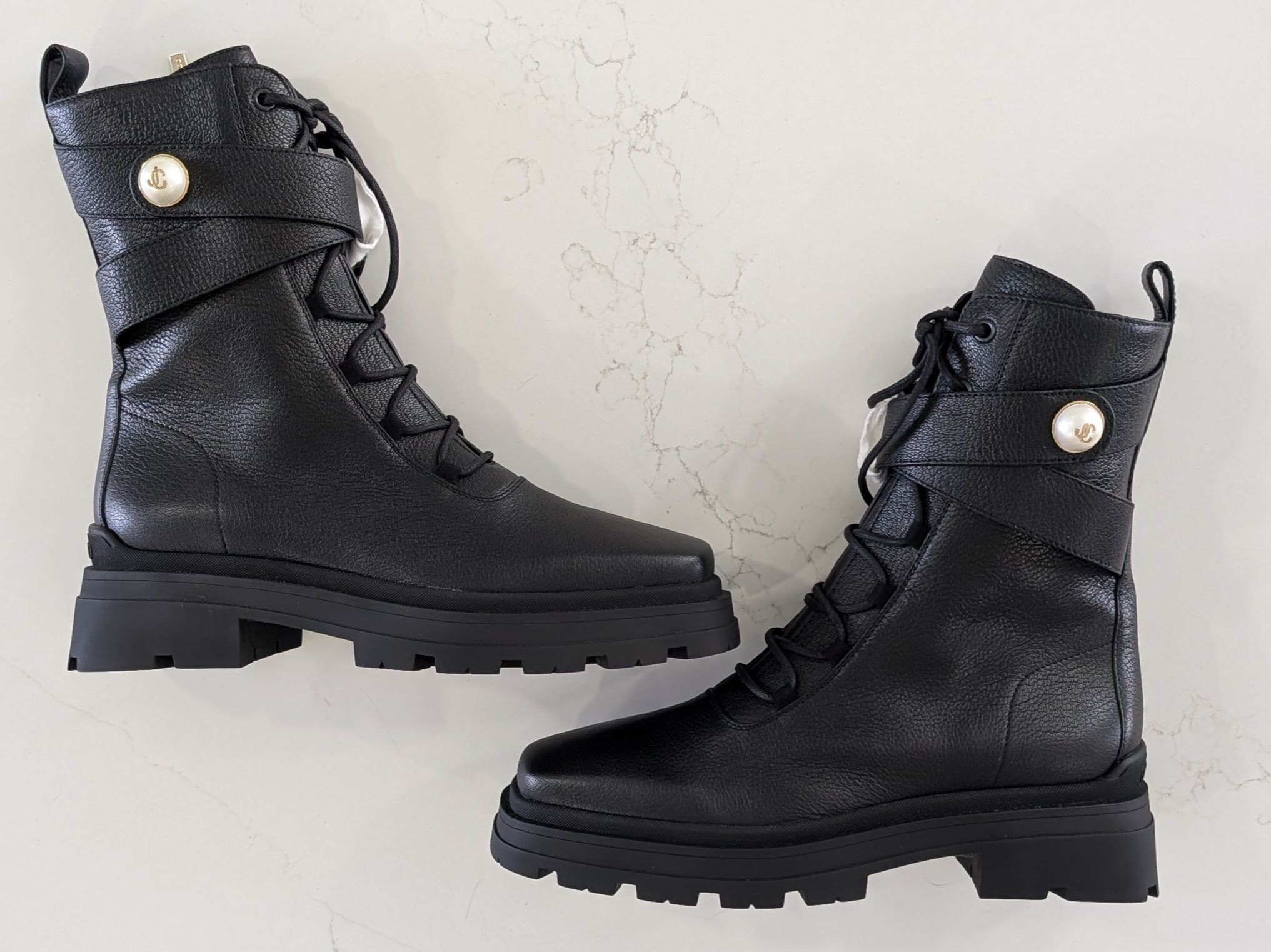 Jimmy Choo Jimmy Choo Noemi 45 Leather Pearl Combat Size 41.5 Boots Size US 11 / IT 41 - 1 Thumbnail