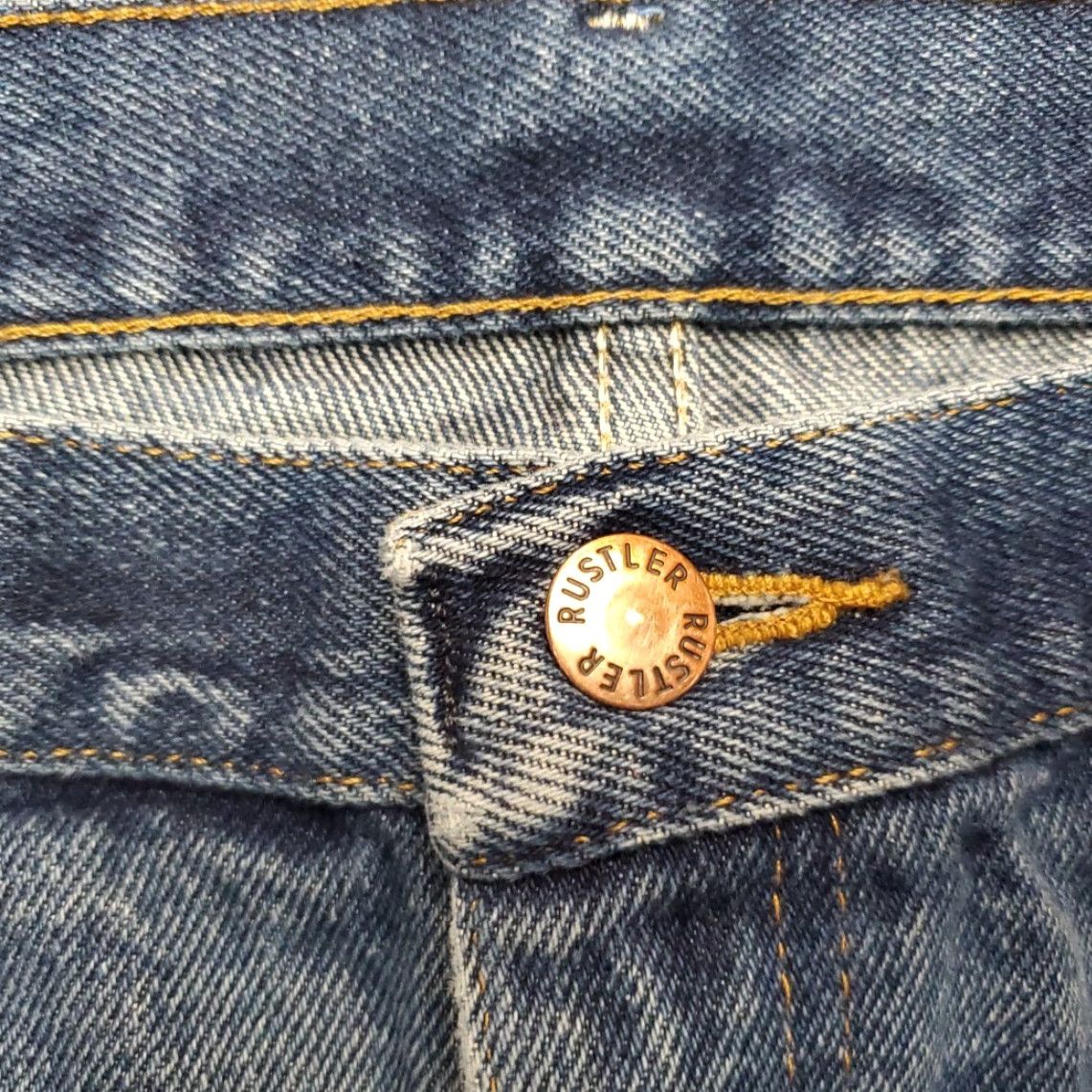Denime VINTAGE Rustler Jeans Men 38x32 Blue Denim Straight Leg 100% Cotton Jeans Mens Casual Grunge Y2K 90s Size US 38 / EU 54 - 6 Thumbnail